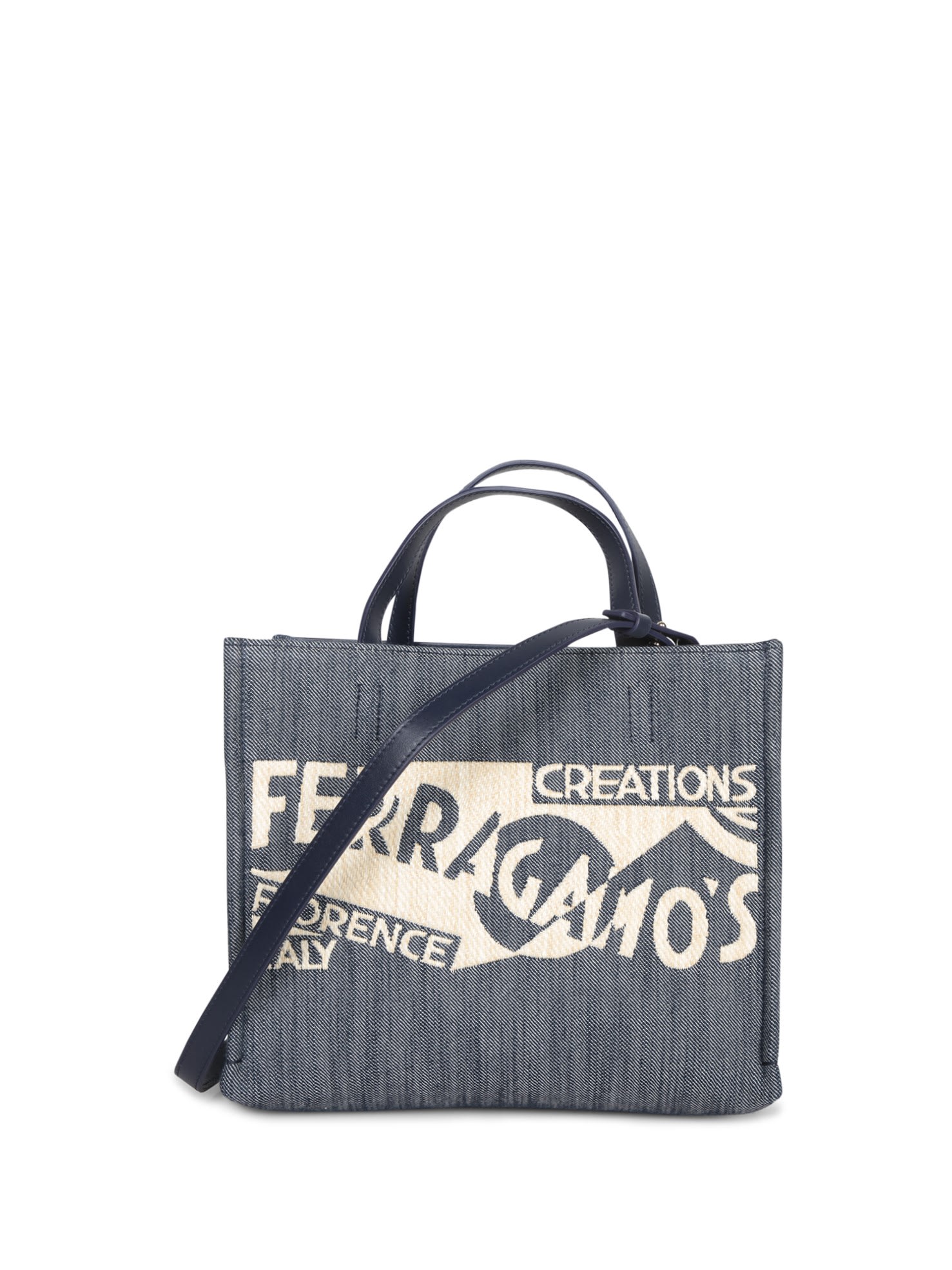 Venna Jacquard Denim Tote Bag