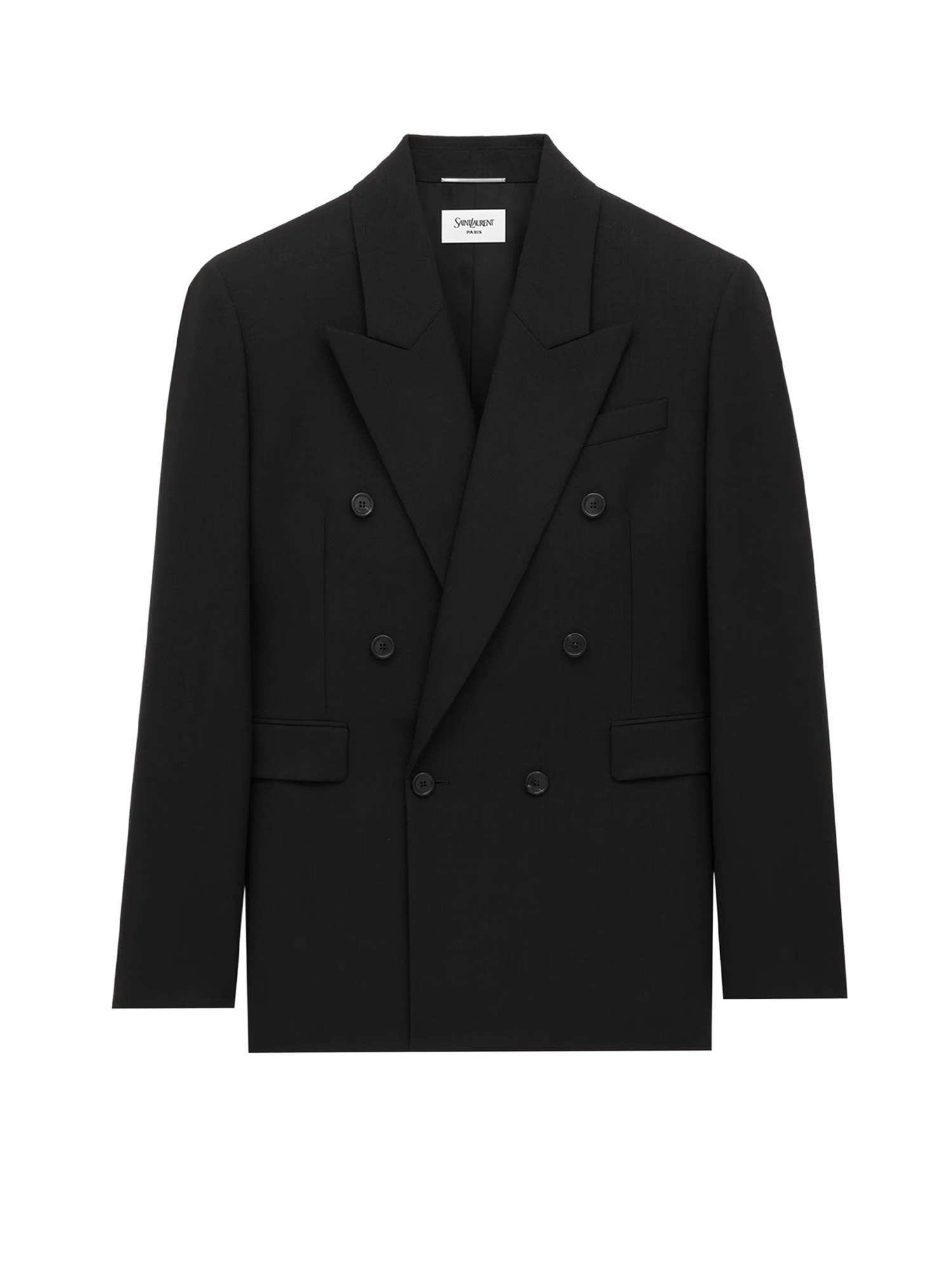 Saint Laurent Double-breasted Wool Blazer In Black