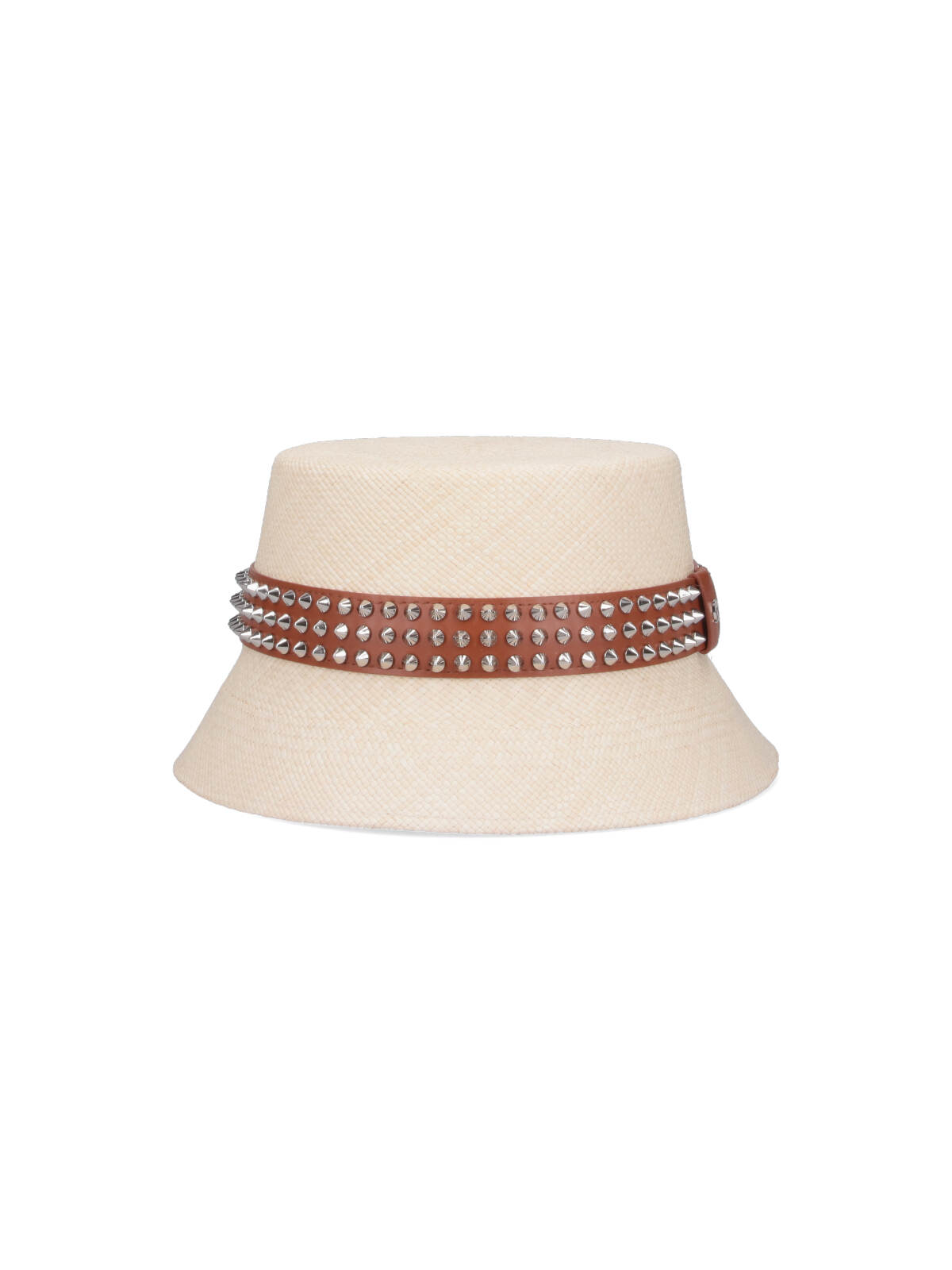 Christian Louboutin Bobino Spikes Panama Bucket Hat In White