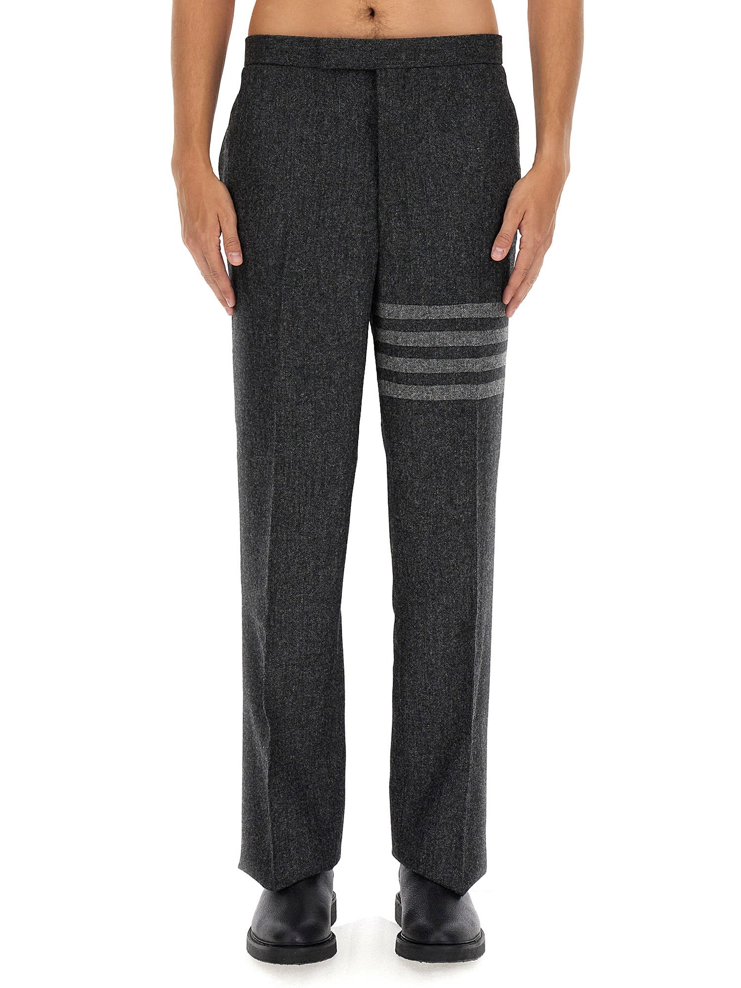 Shop Thom Browne Tweed Pants In Grey