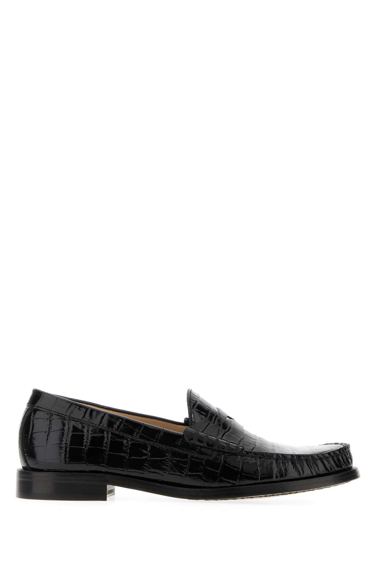 Stuart Weitzman Black Leather Lottie Loafers In Black