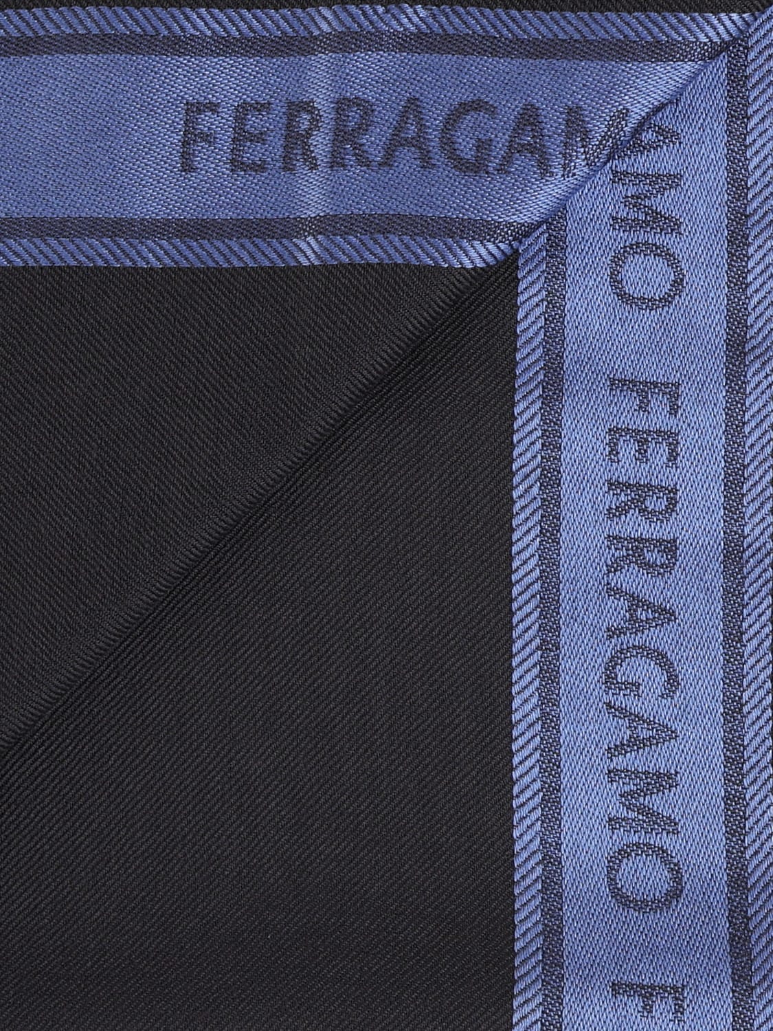 Shop Ferragamo Scarf With Lettering Logo In Grigio/avio