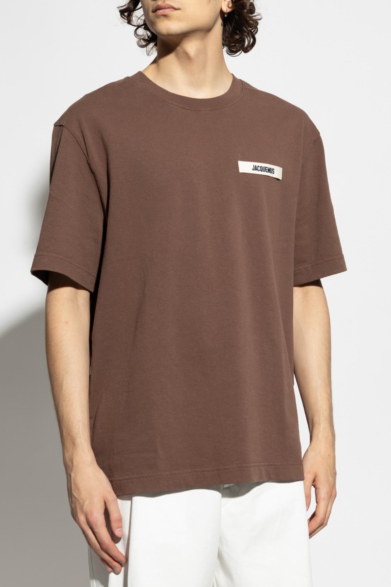 Jacquemus Gros Grain Cotton Crew-neck T-shirt In Brown