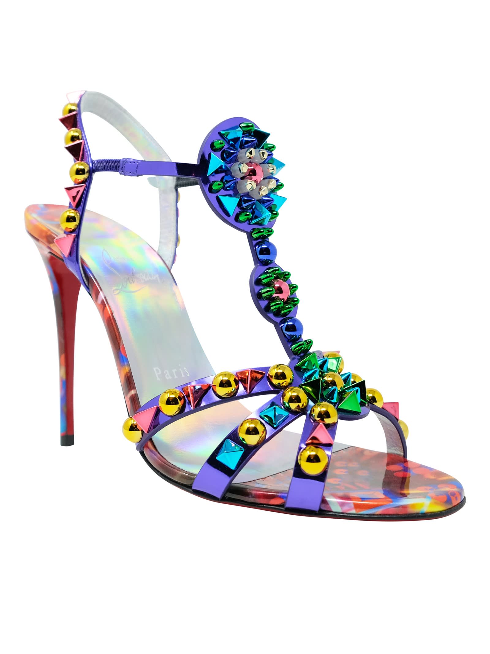 CHRISTIAN LOUBOUTIN: Goldora sandals with studs - Multicolor