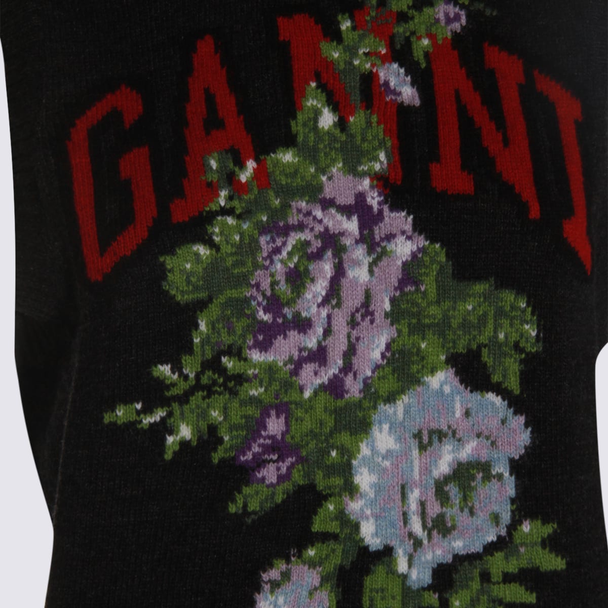 Ganni Dark Grey Rose Wool-blend Vest Women In Multi