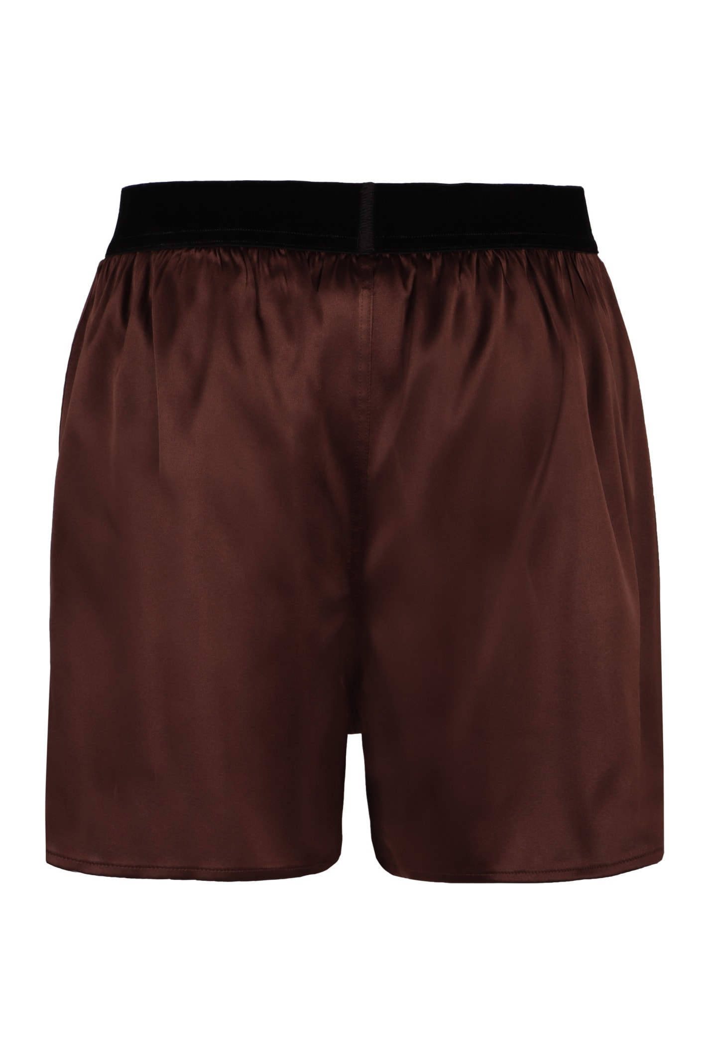 Tom Ford Satin Shorts In Brown