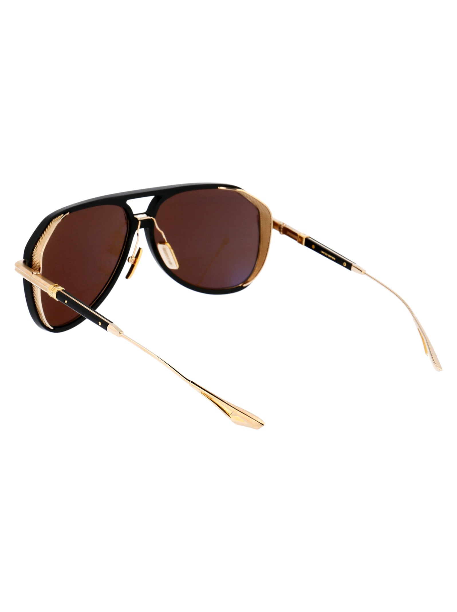Shop Dita Eplx.2 Sunglasses In Gold Matte Black W/ Dark Brown Polarized Black Flash Mirror