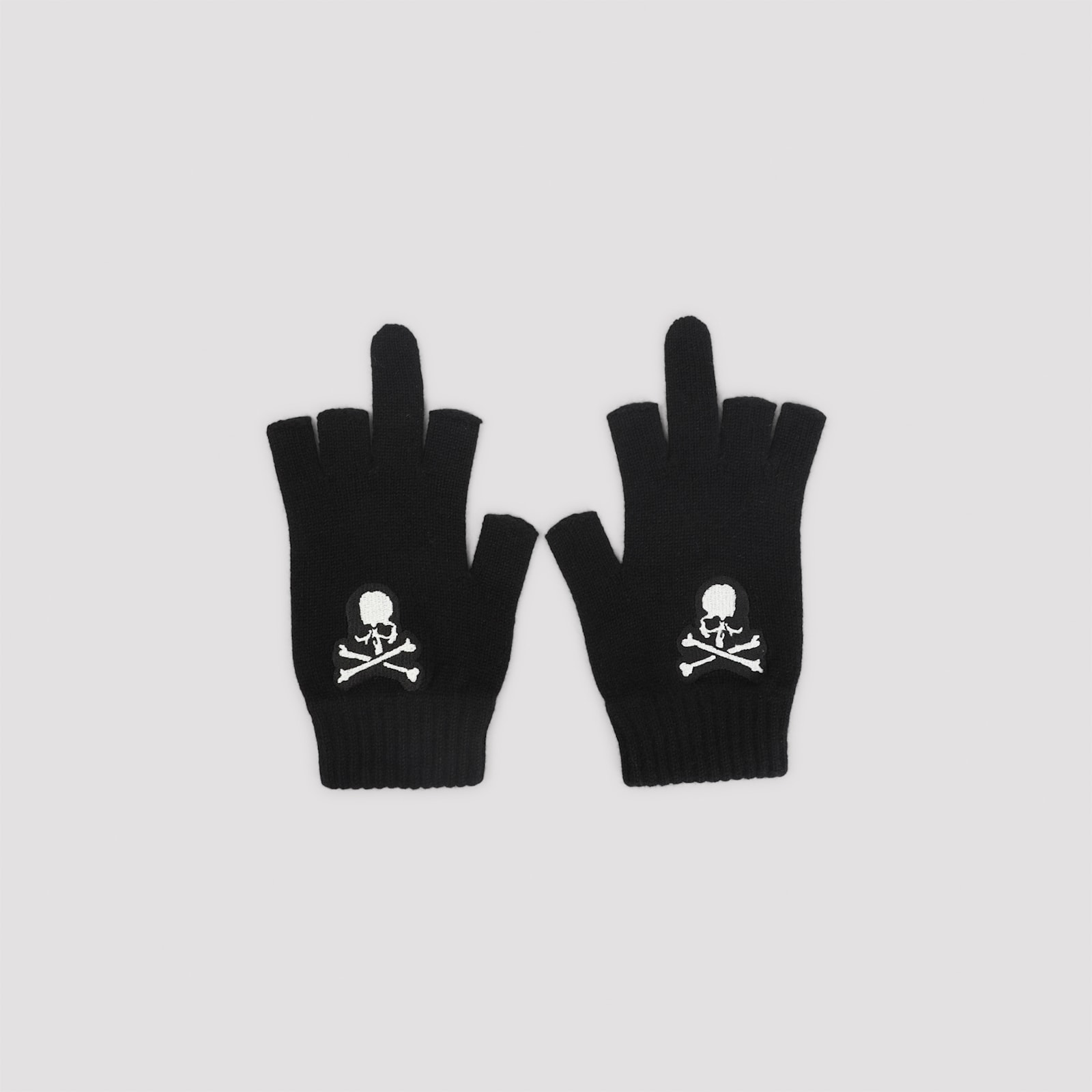 Mastermind Japan Fingerless Gloves With Ribbed Cuffs And Design In Black