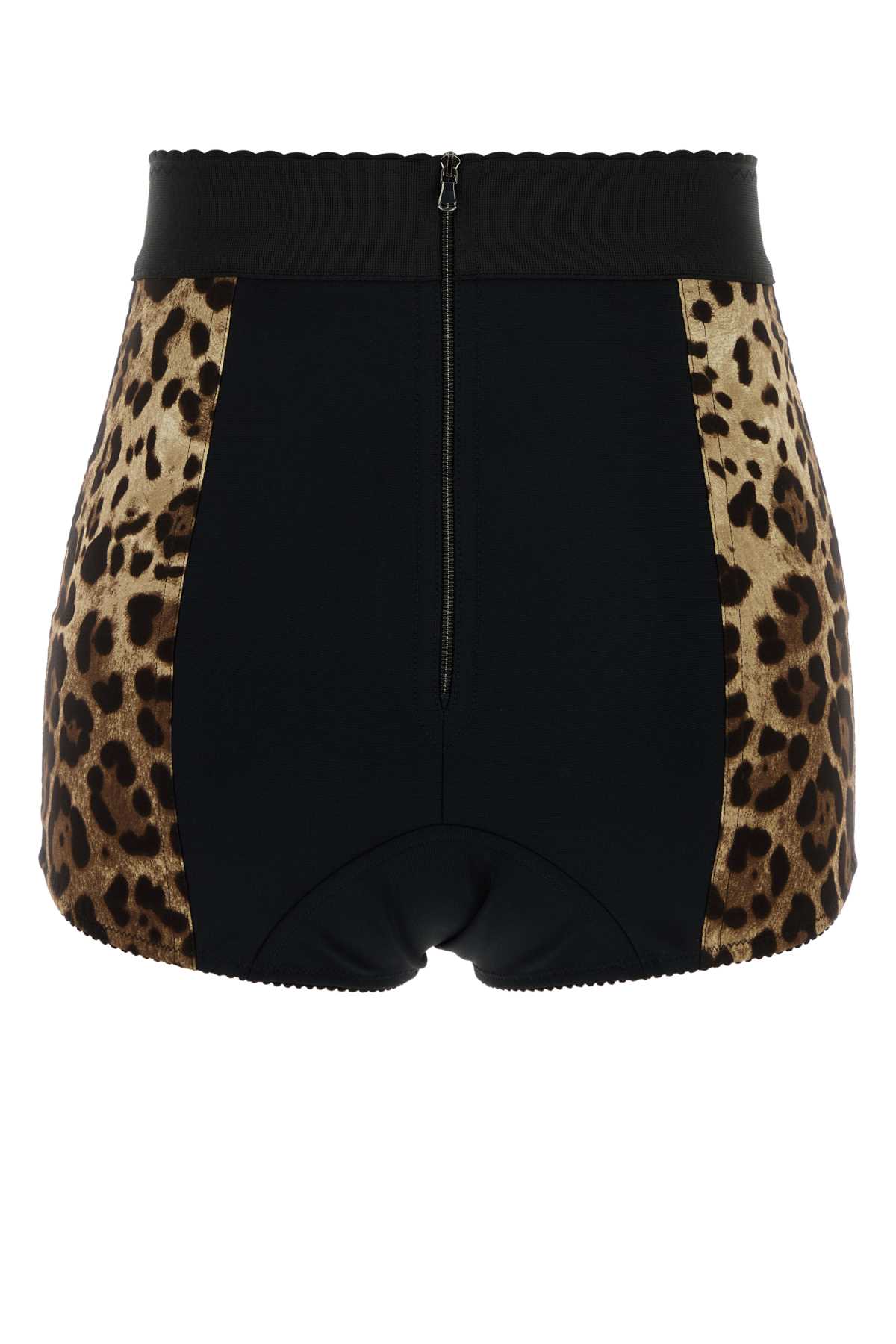 Dolce & Gabbana Brown Printed Stretch Silk Shorts In Animal Print