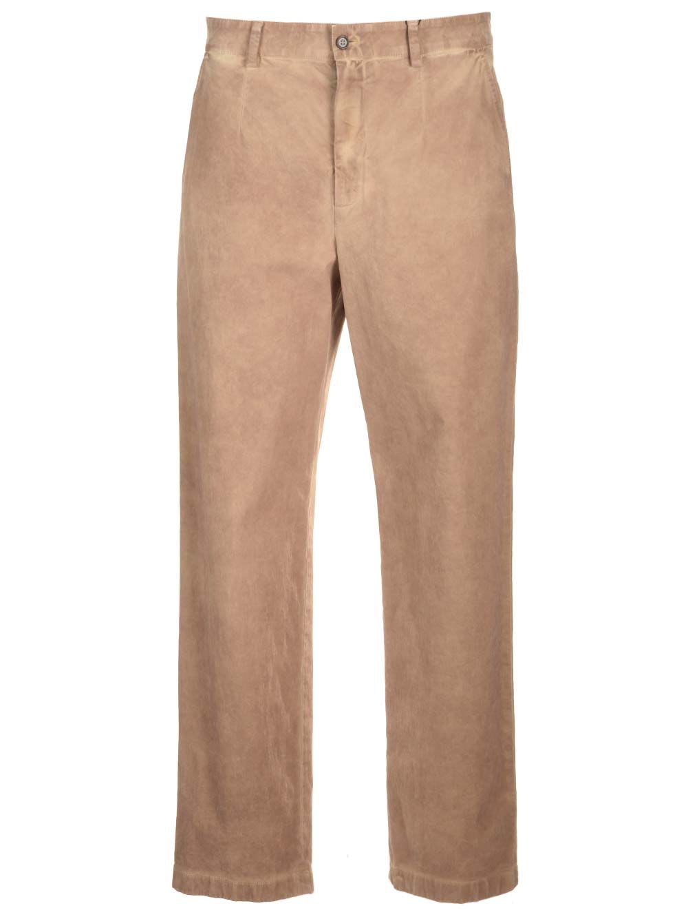 Shop Dolce & Gabbana Garment Dyed Cotton Trousers In Beige