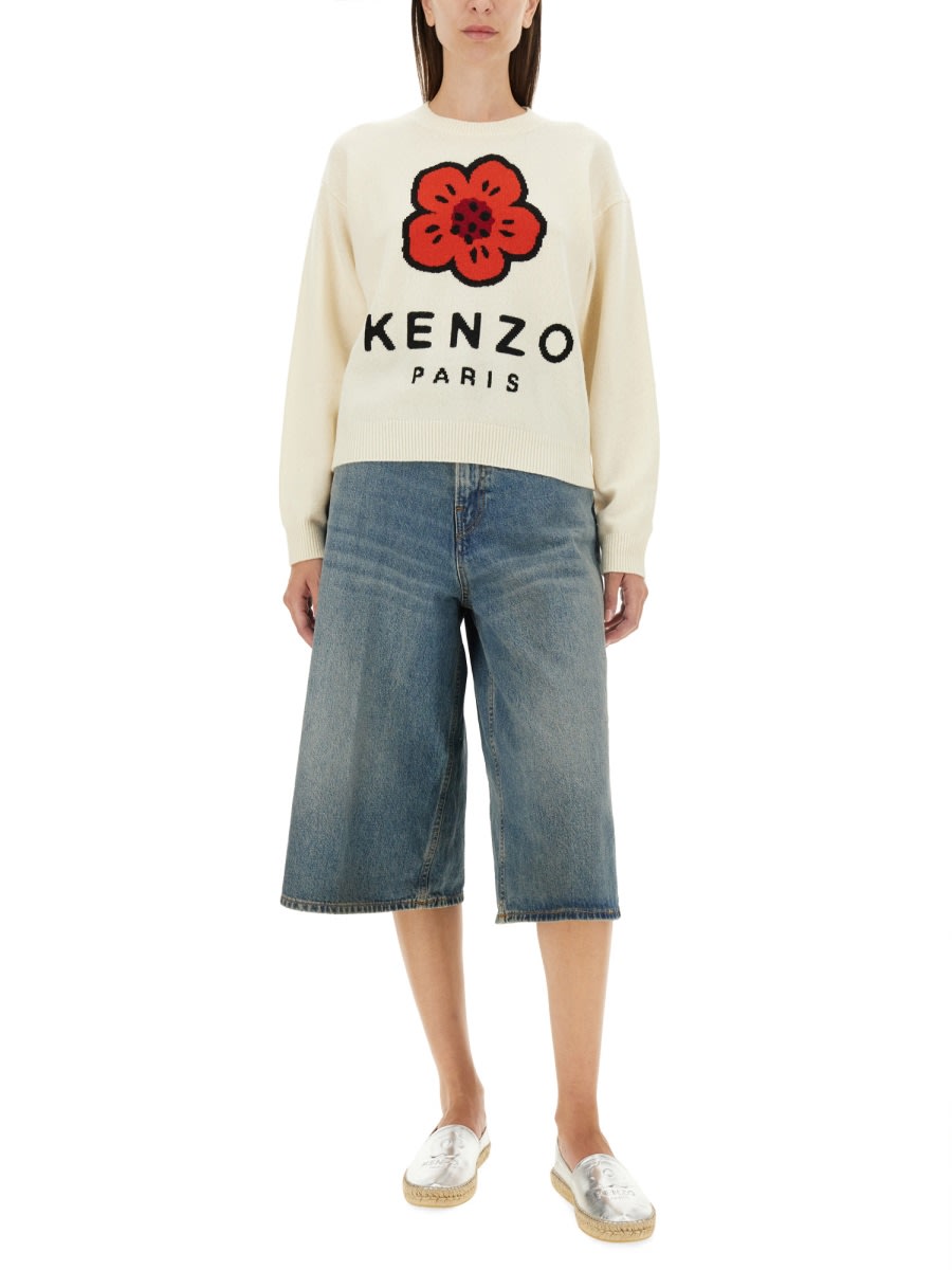 Shop Kenzo Boke Flower Wool Sweater In White