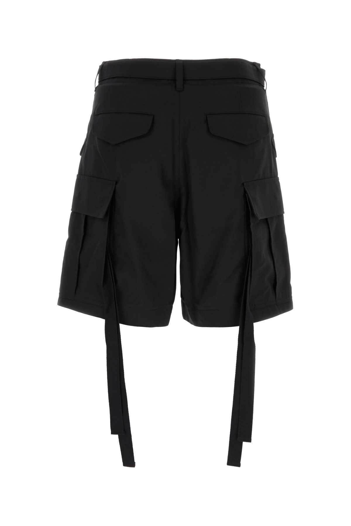 Shop Sacai Black Polyester Blend Shorts