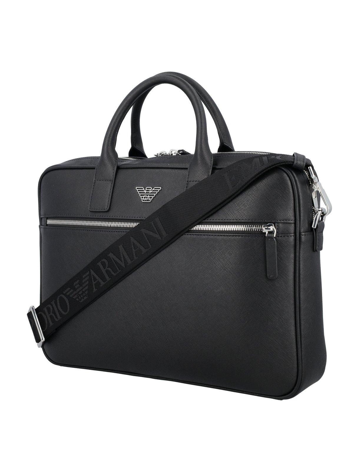 EMPORIO ARMANI LOGO PLAQUE ZIPPED LAPTOP CASE 