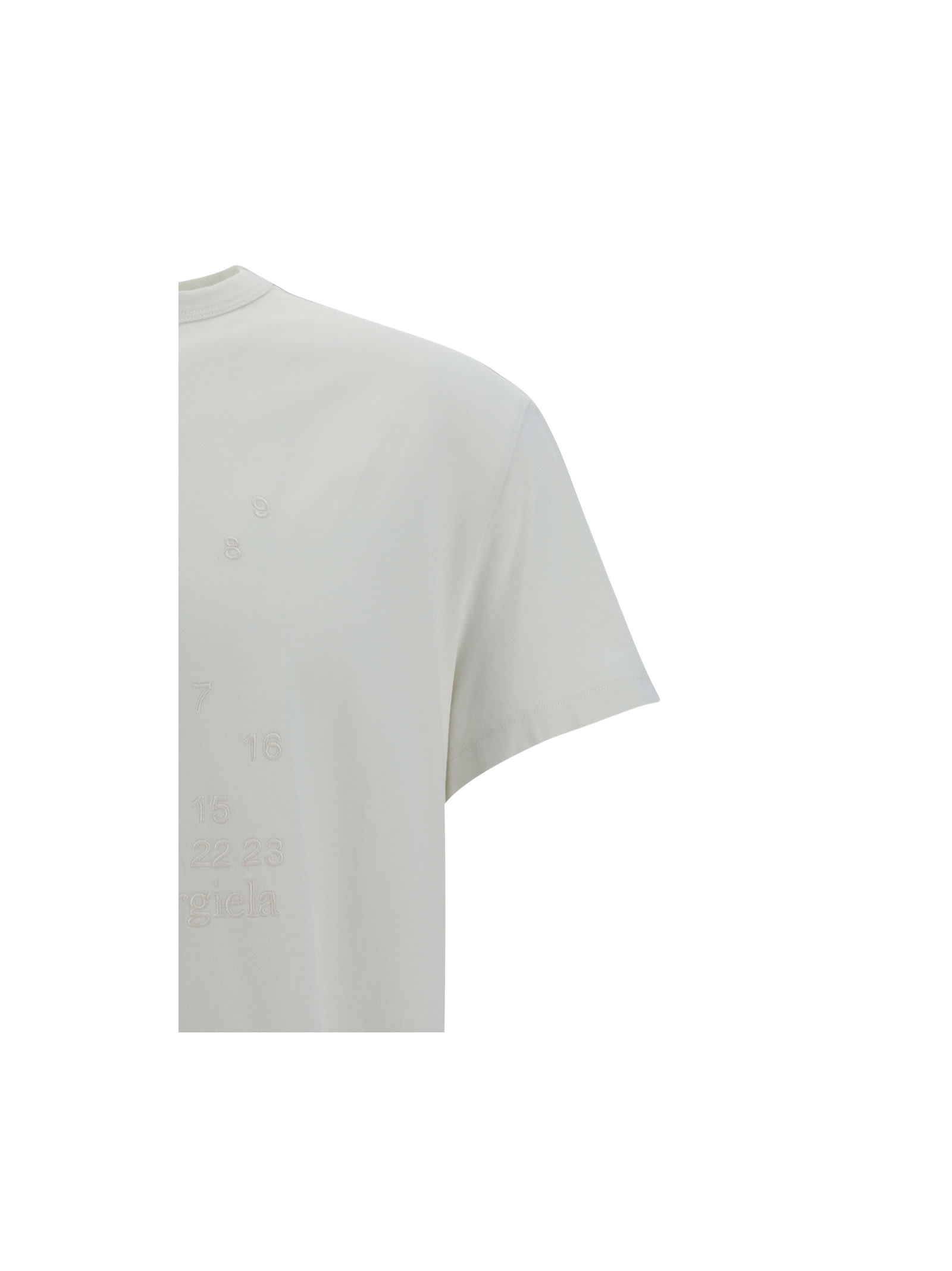 Maison Margiela Mens Ivory Ribbed Knit Cotton T-shirt For Ss23 In White