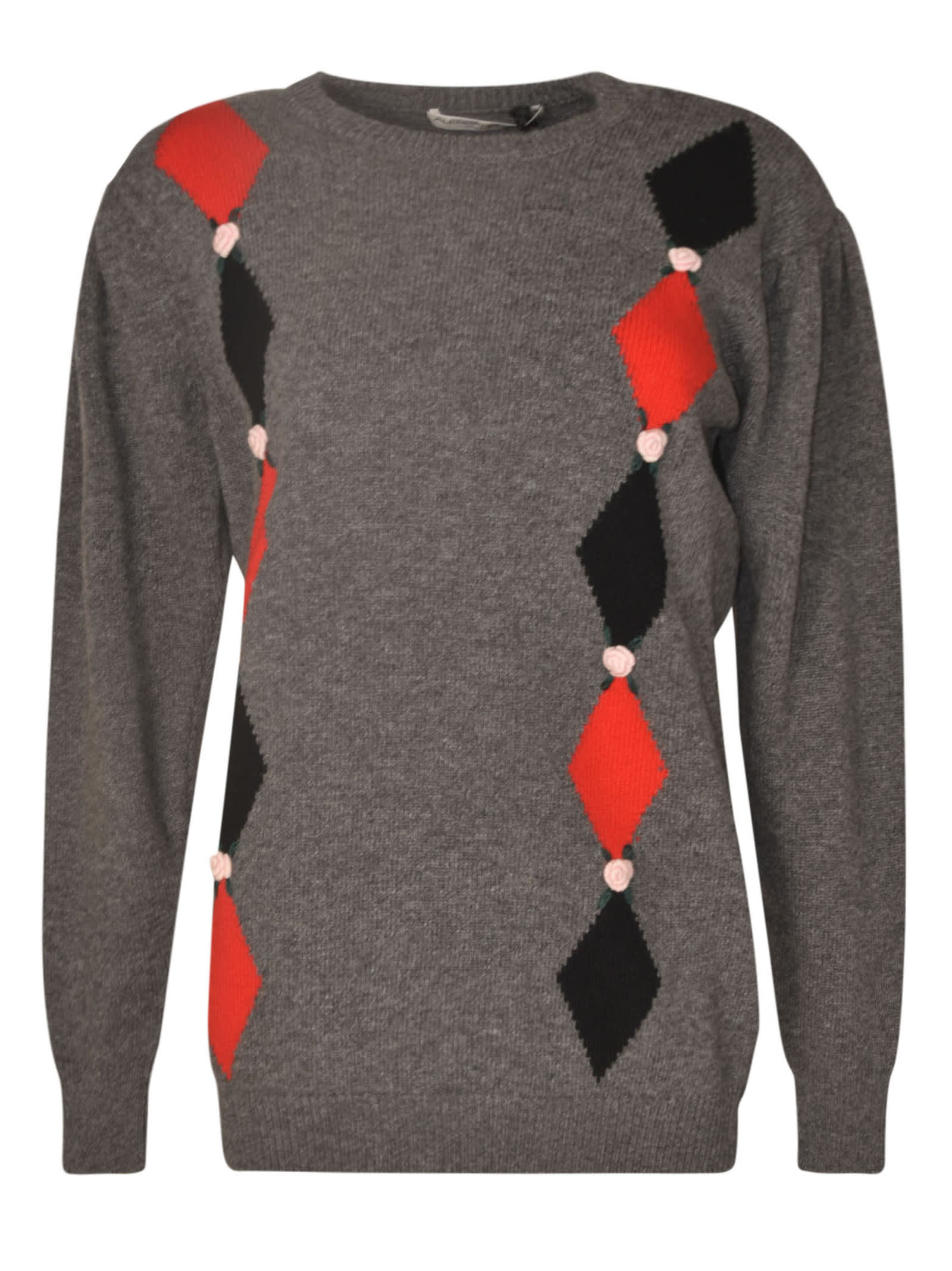 Shop Alessandra Rich Round Neck Sweater In Grey