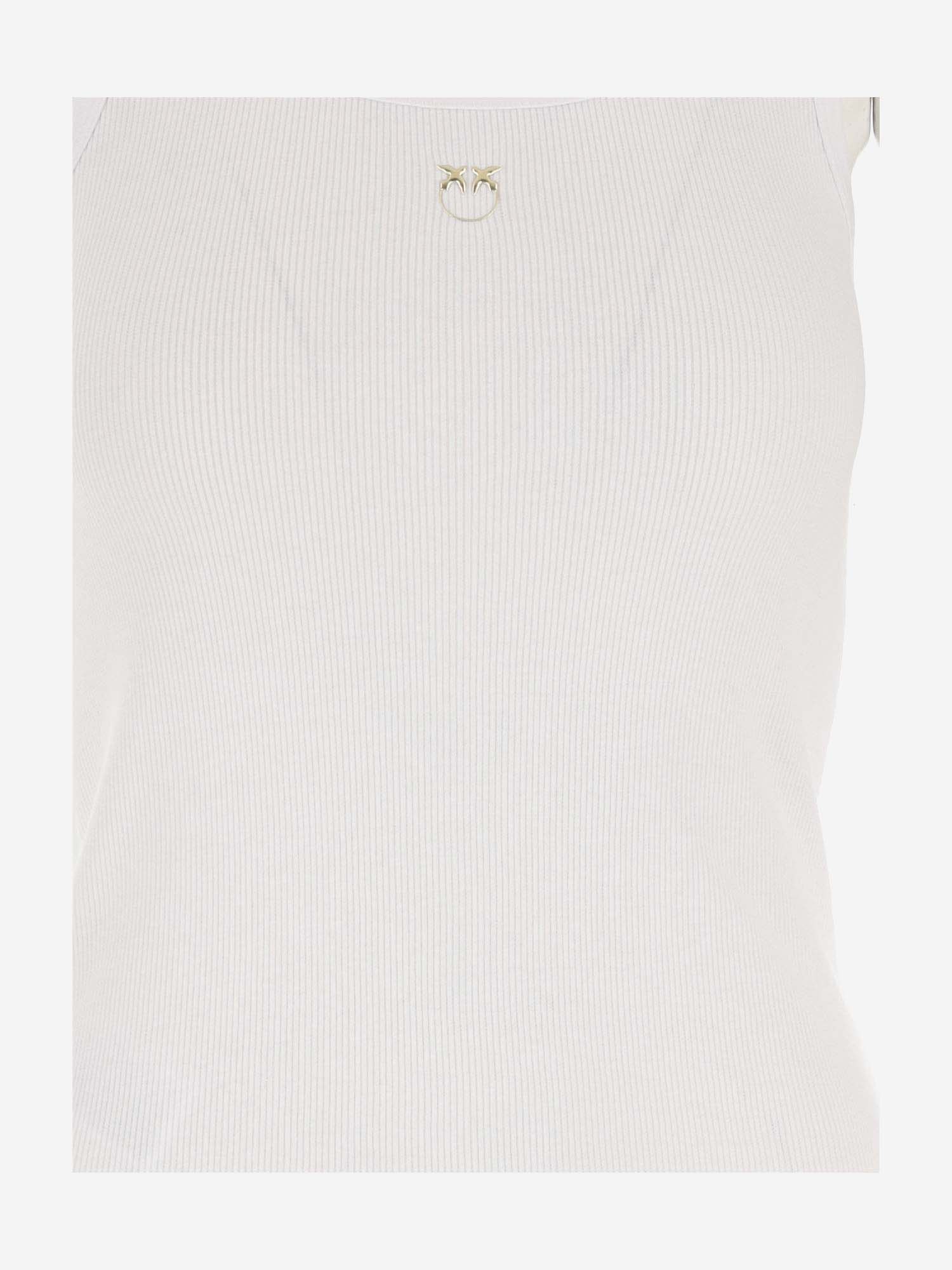 Shop Pinko Stretch Cotton Tank Top With Logo In White