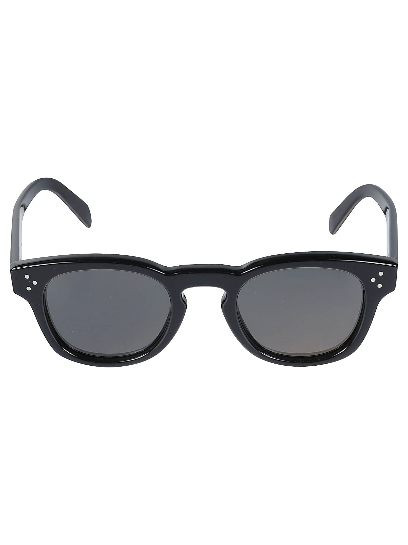 Celine Retro Square Sunglasses In Shiny Black / Smoke