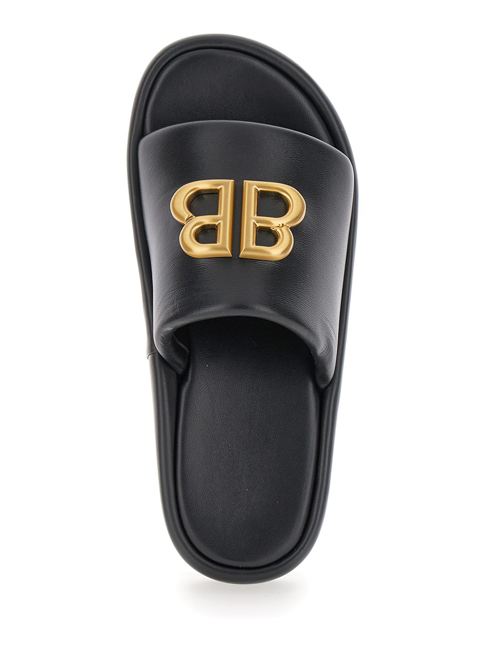 Shop Balenciaga Rise Black Slide In Leather Woman