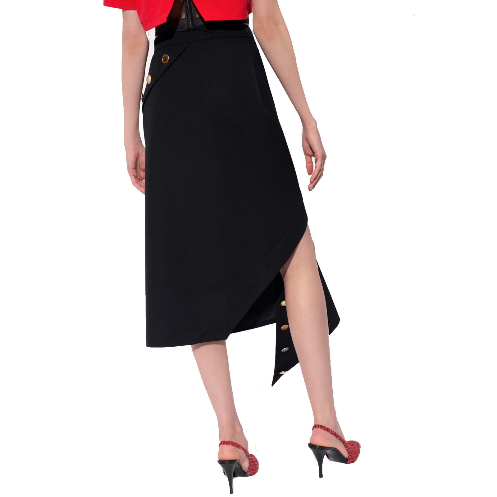 Shop Alexander Mcqueen Wool Asymmetric Skirt In Black