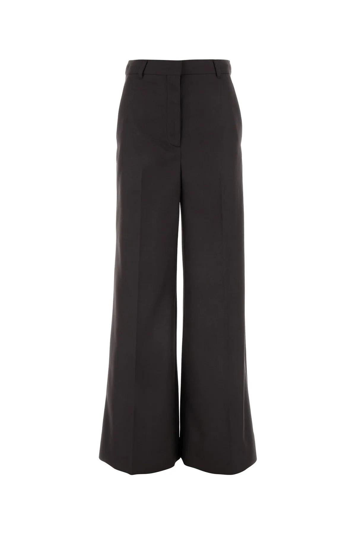 Shop Stella Mccartney Chocolate Flannel Wide-leg Pant In Marrone