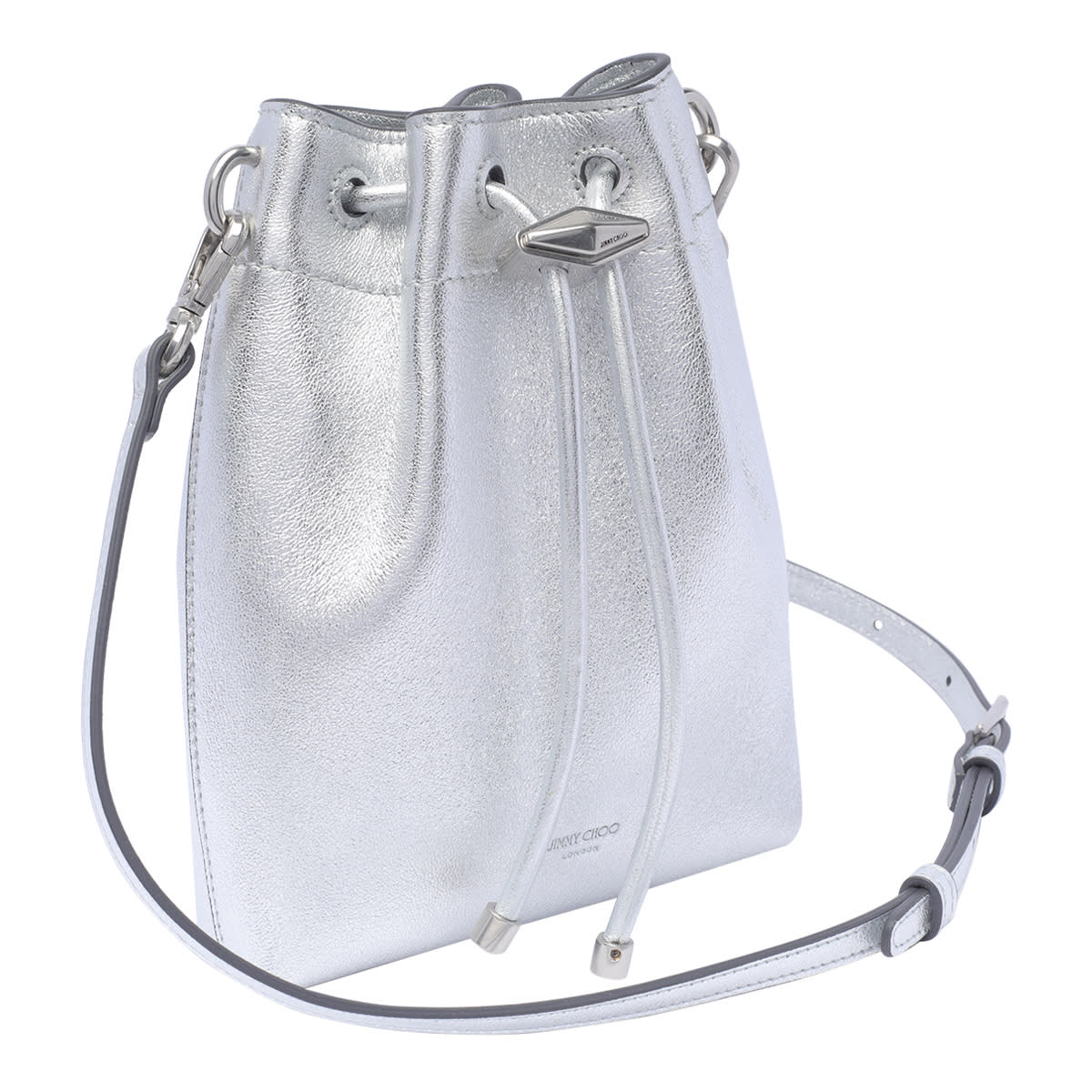 Shop Jimmy Choo Bon Bon N/s Bucket Bag In Silver