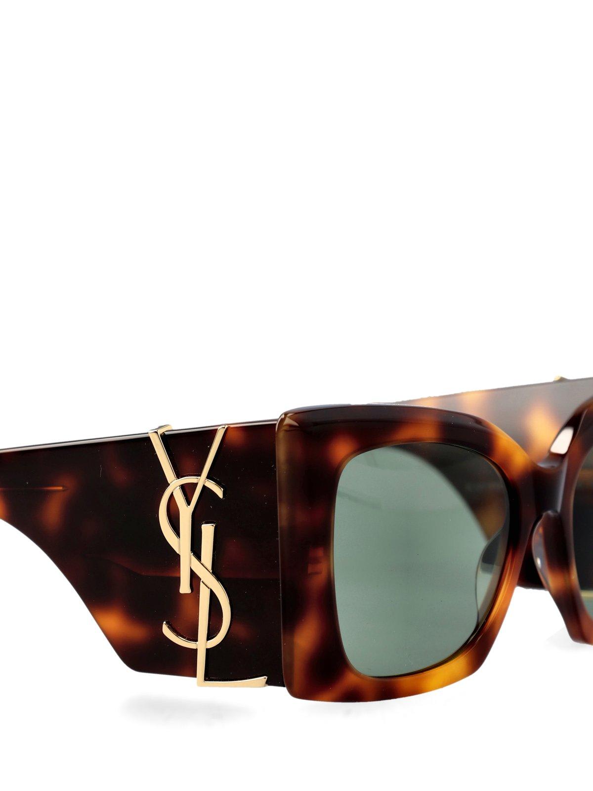 Shop Saint Laurent Square Frame Sunglasses In Brown