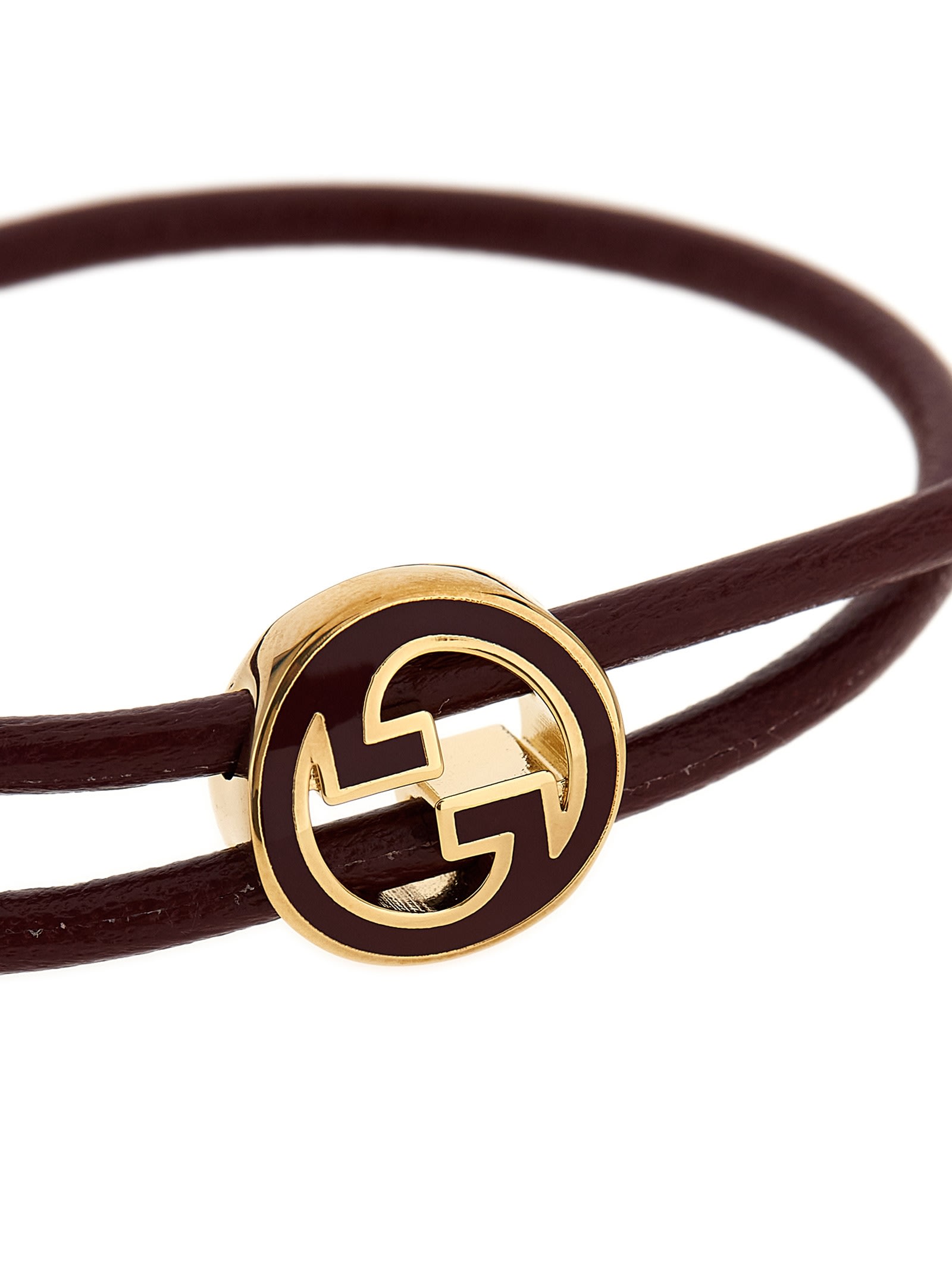Gucci Double Band Bracelet Adjustable Fit In Burgundy