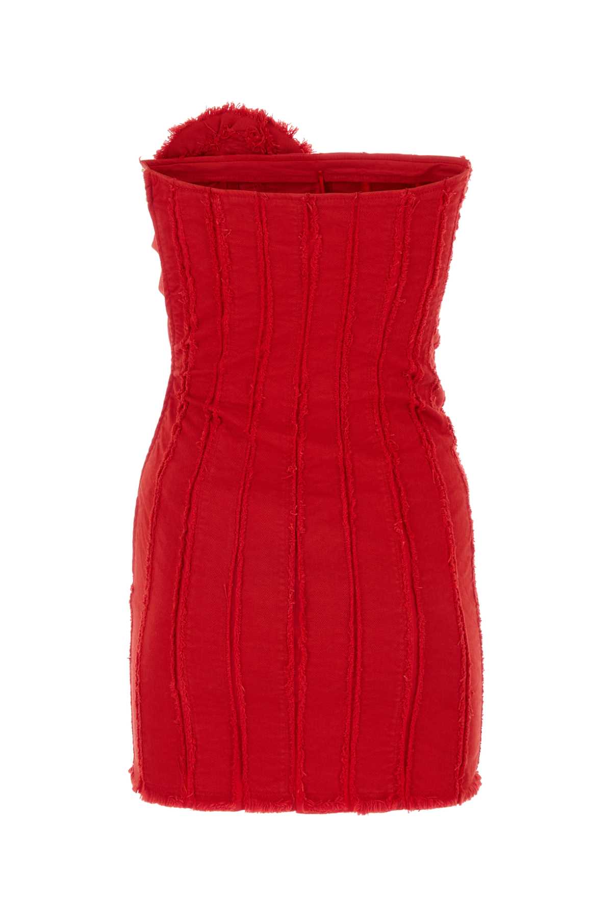 Blumarine Red Stretch Cotton Mini Dress In Lipstickred