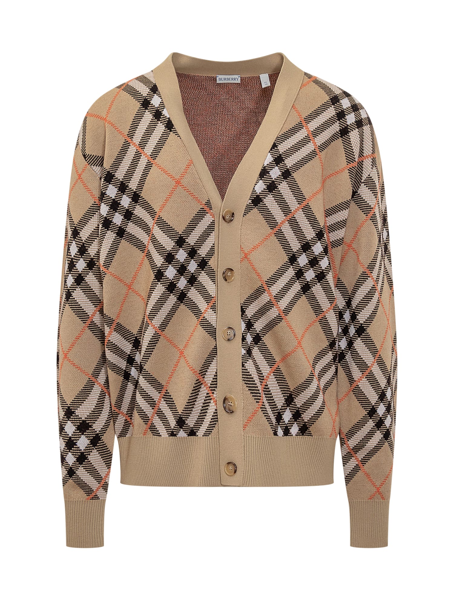 Shop Burberry Cardigan In Sand Ip Check