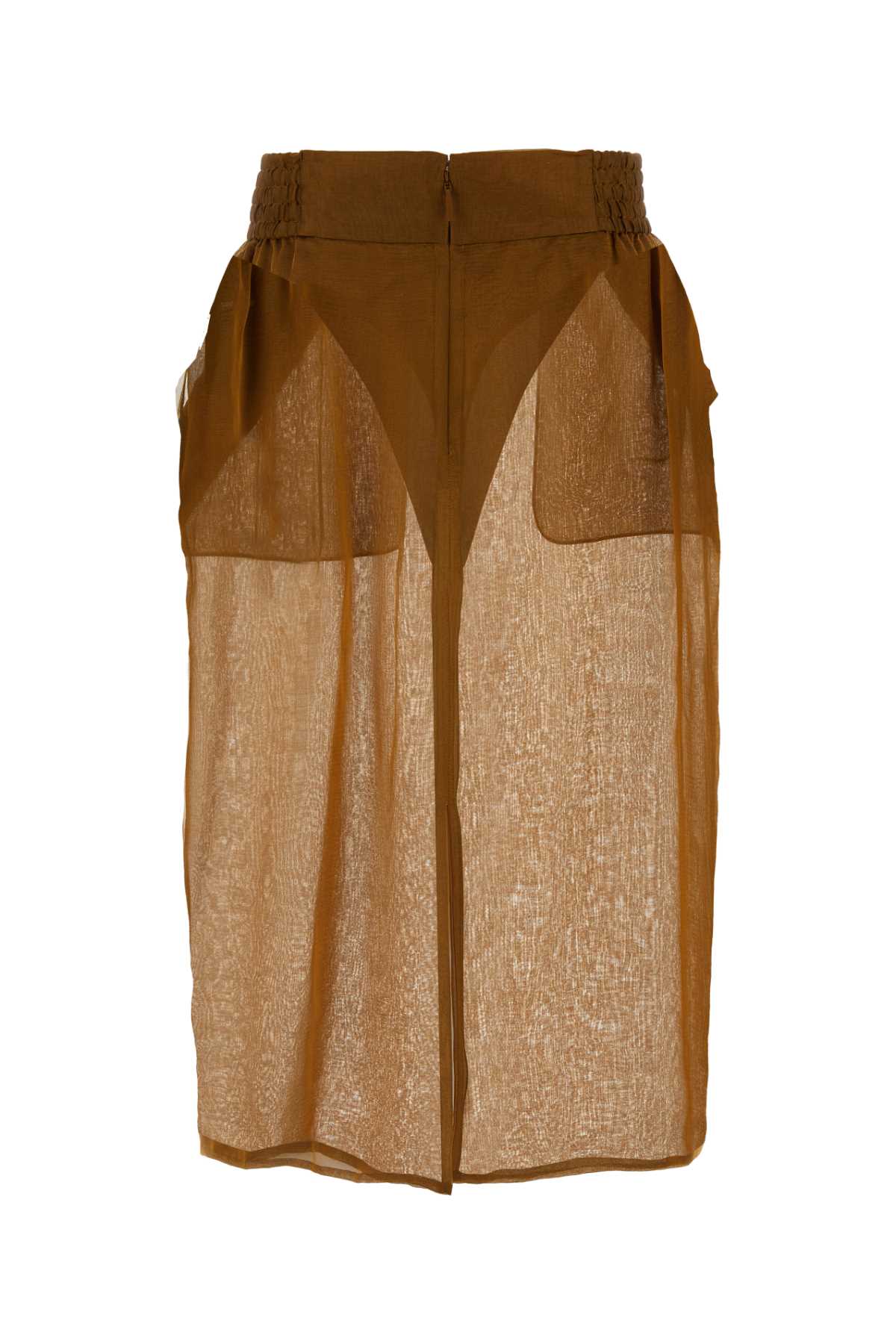 Shop Saint Laurent Copper Silk Skirt In Ocre