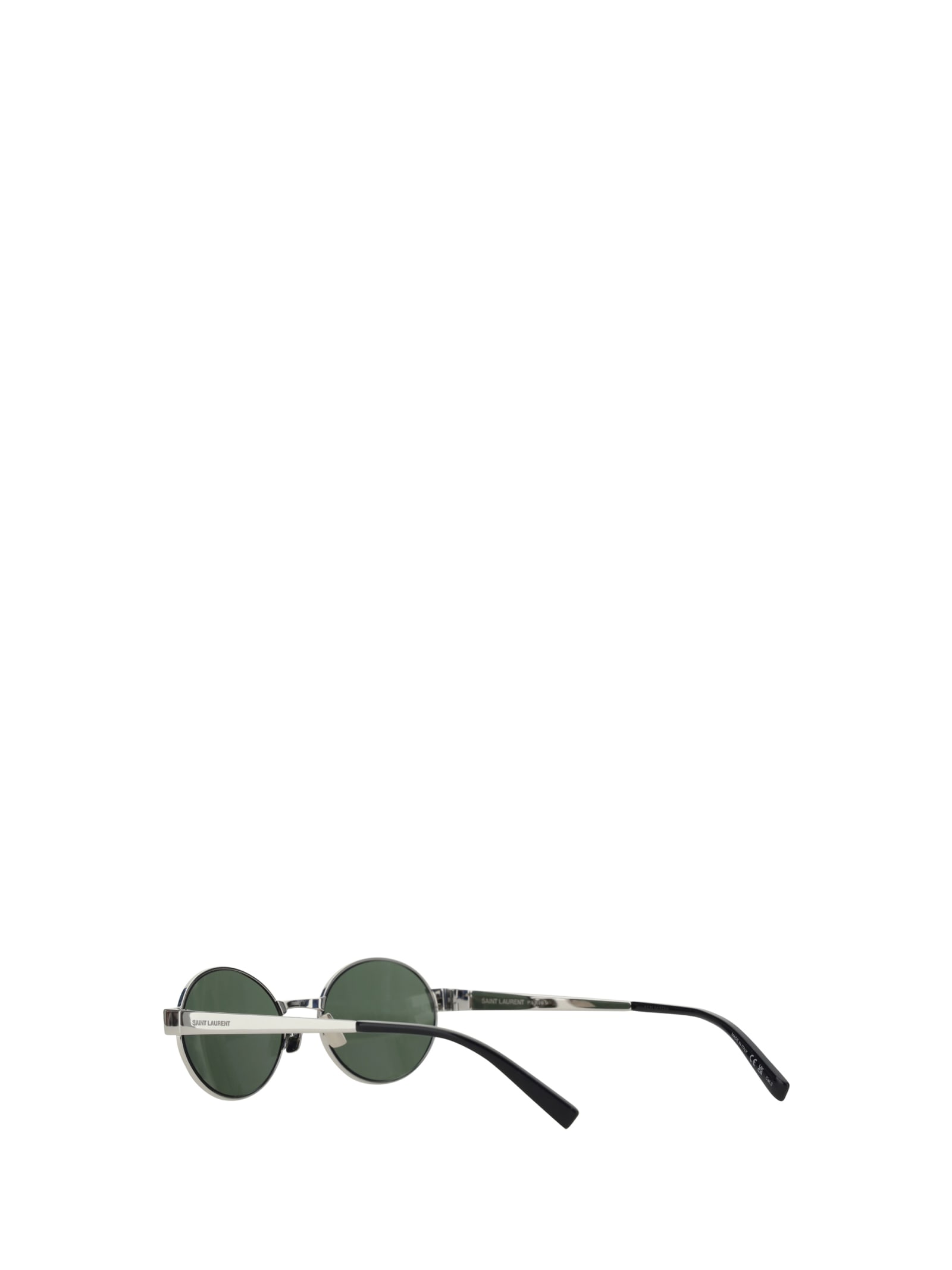 Saint Laurent Round Metal Sunglasses With Adjustable Nose Pads In Silver Silver Grey