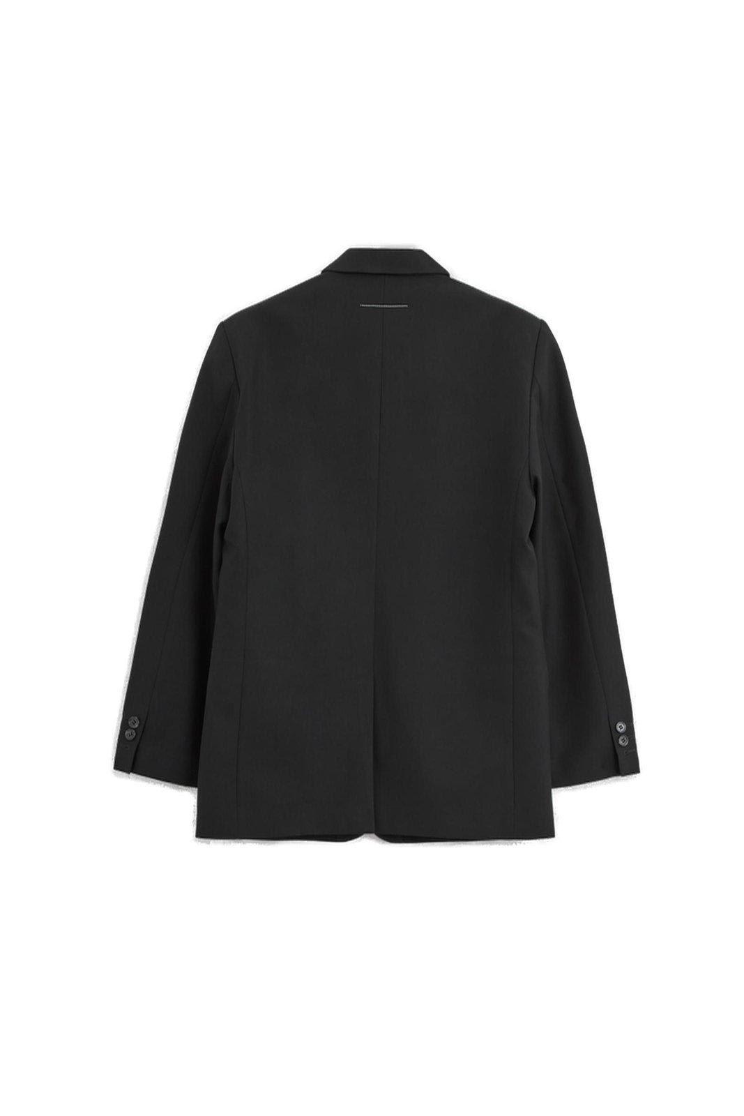 Shop Mm6 Maison Margiela Coated Suit Jacket In Nero