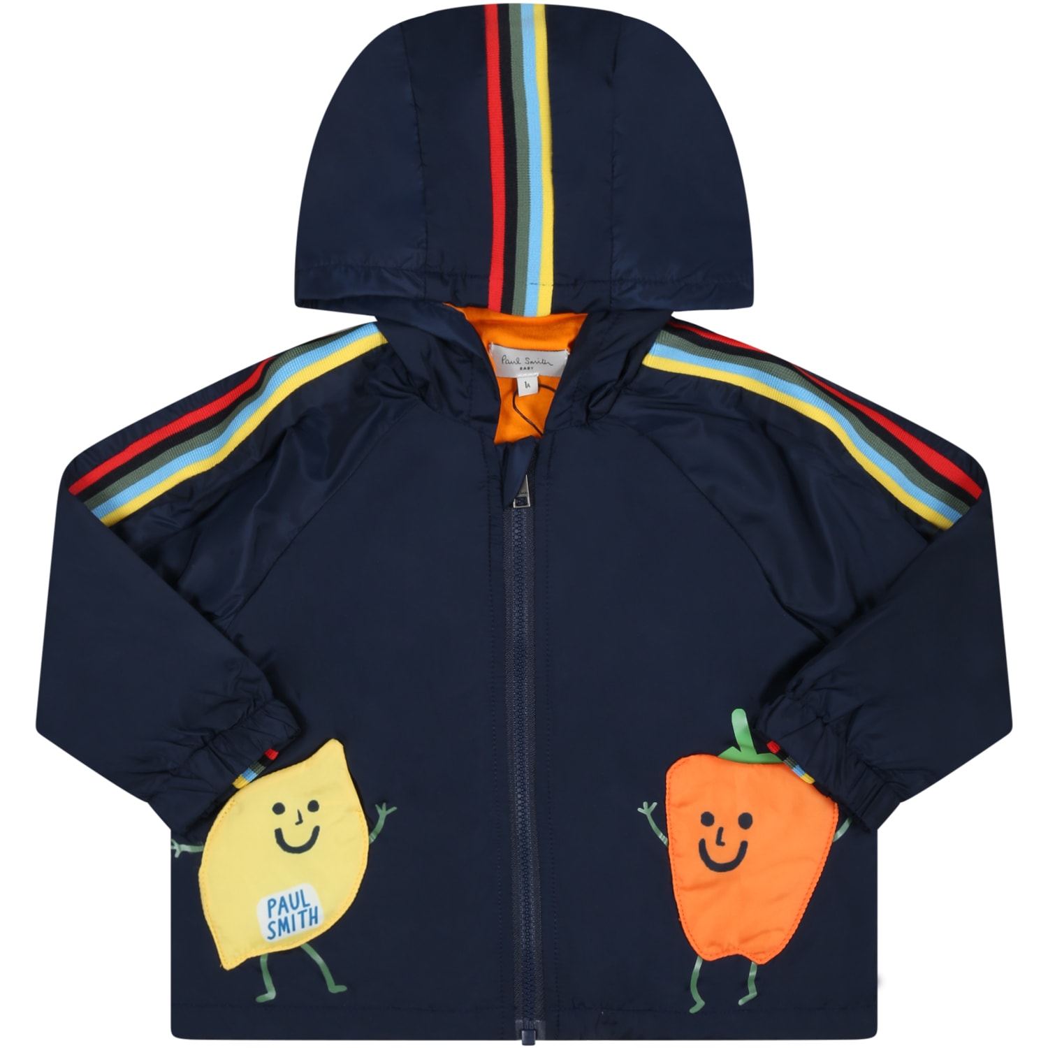 PAUL SMITH JUNIOR BLUE JACKET FOR BABY BOY WITH VEGETABLES