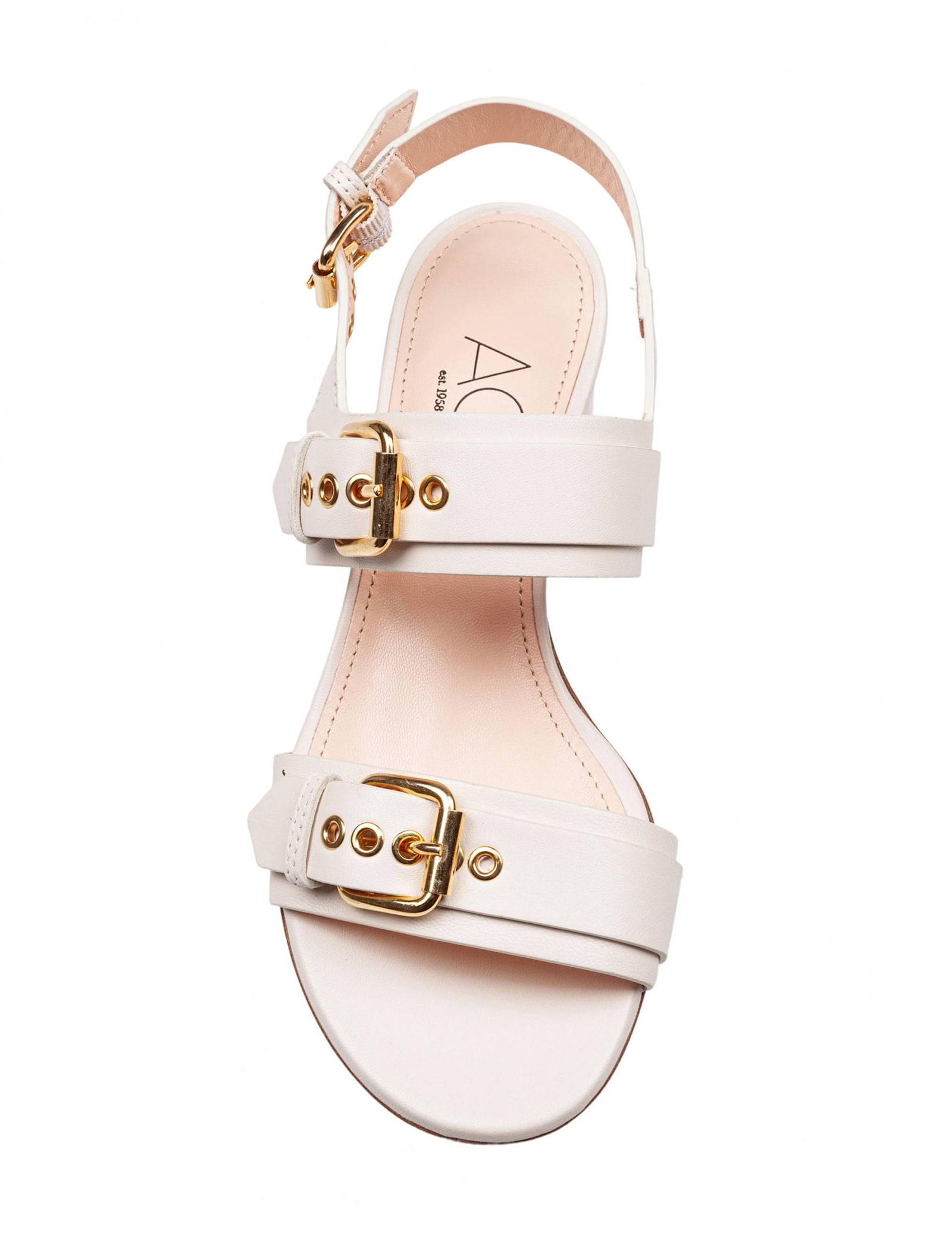 Agl Attilio Giusti Leombruni Agl Chalk Leather Sandals With Maxi Metal Buckles In Plaster