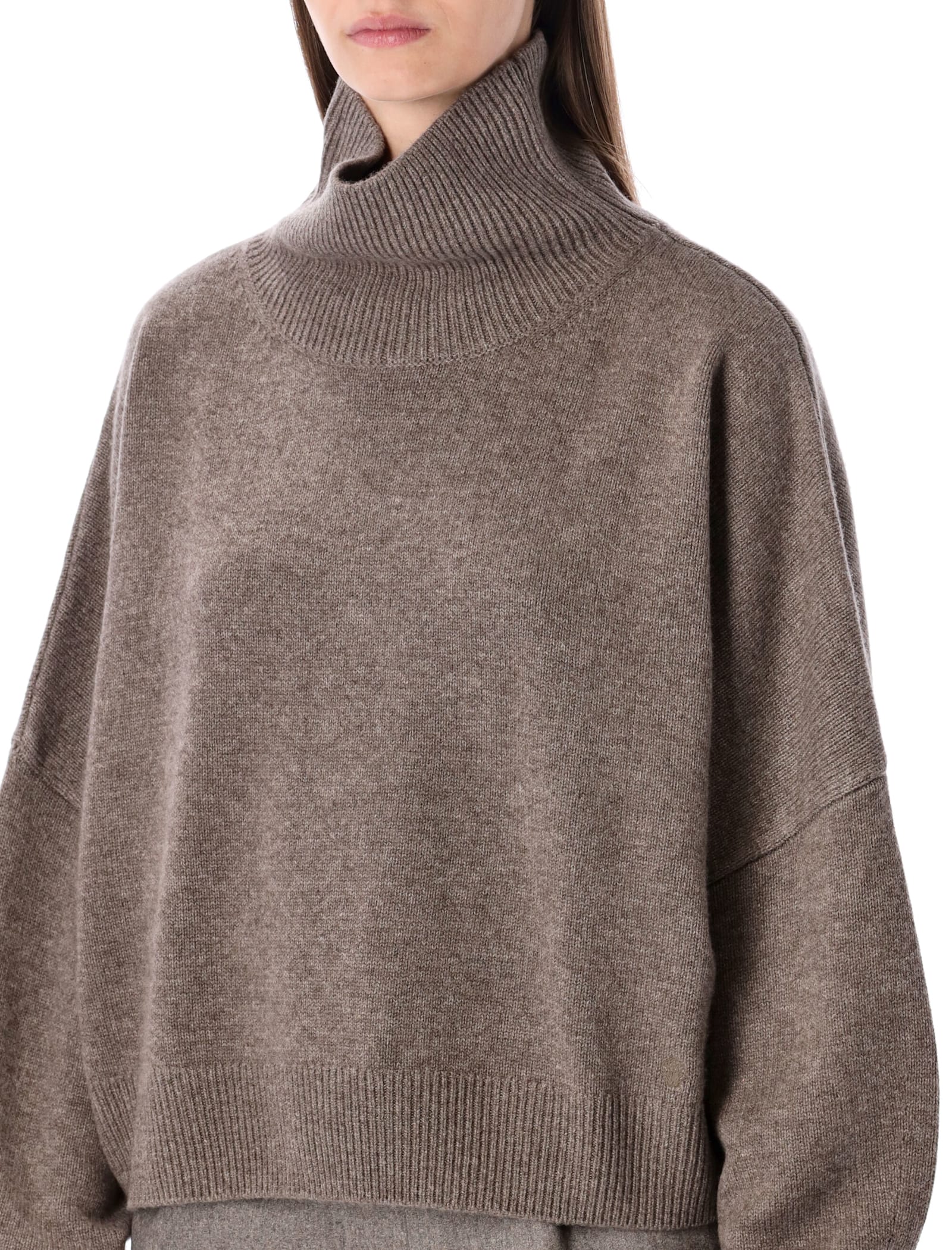 Loulou Studio Loulou De Saison Luke Wool-cashmere Stand Collar Sweater In Brown
