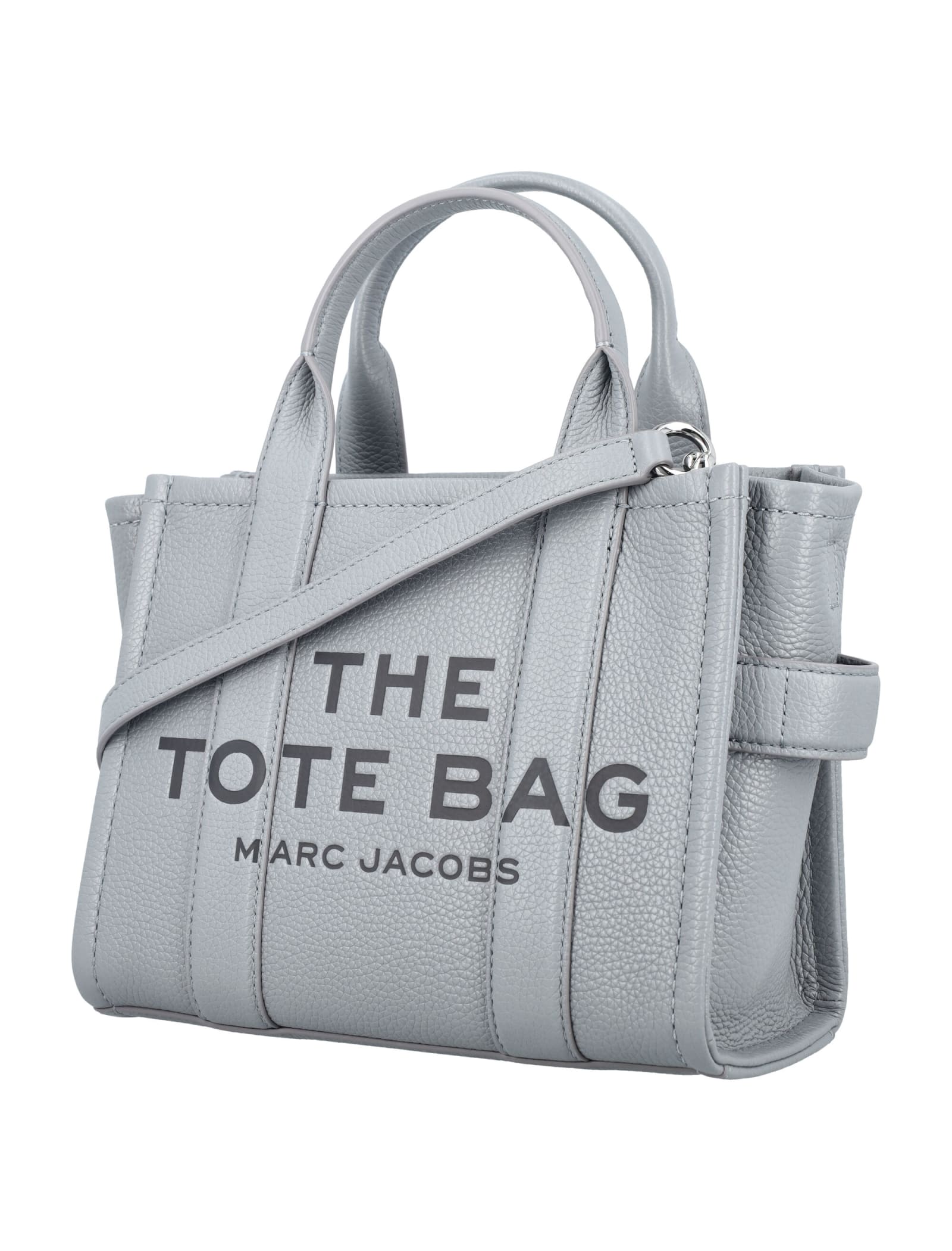 Shop Marc Jacobs The Mini Tote Leather Bag In Wolf Grey