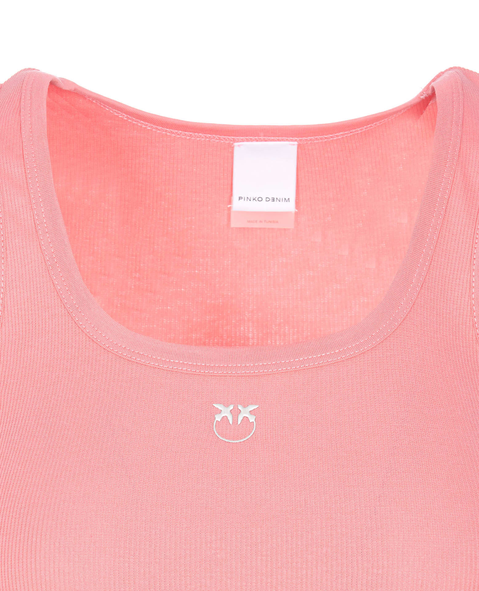 Pinko Ribbed Tank Top With Bird Logo In Pink