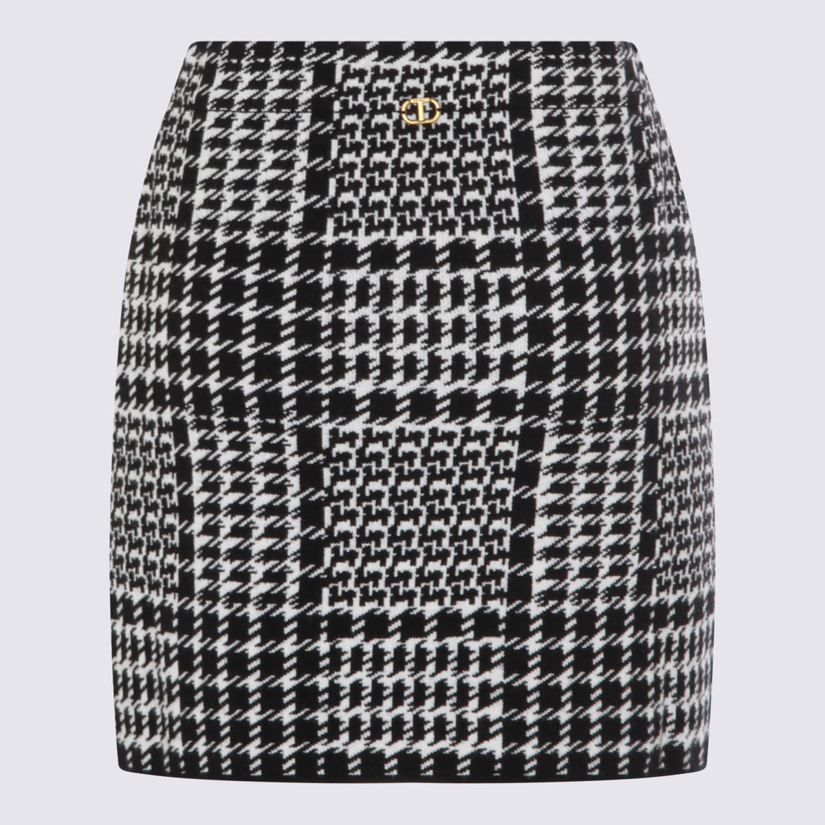 Twinset Black And White Viscose Skirt In Black