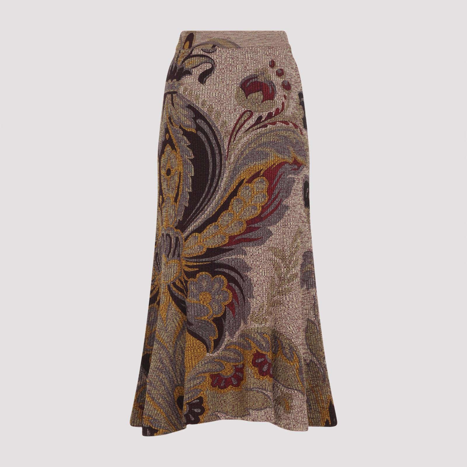 Etro Knit Midi Jupe Trompette In Multi