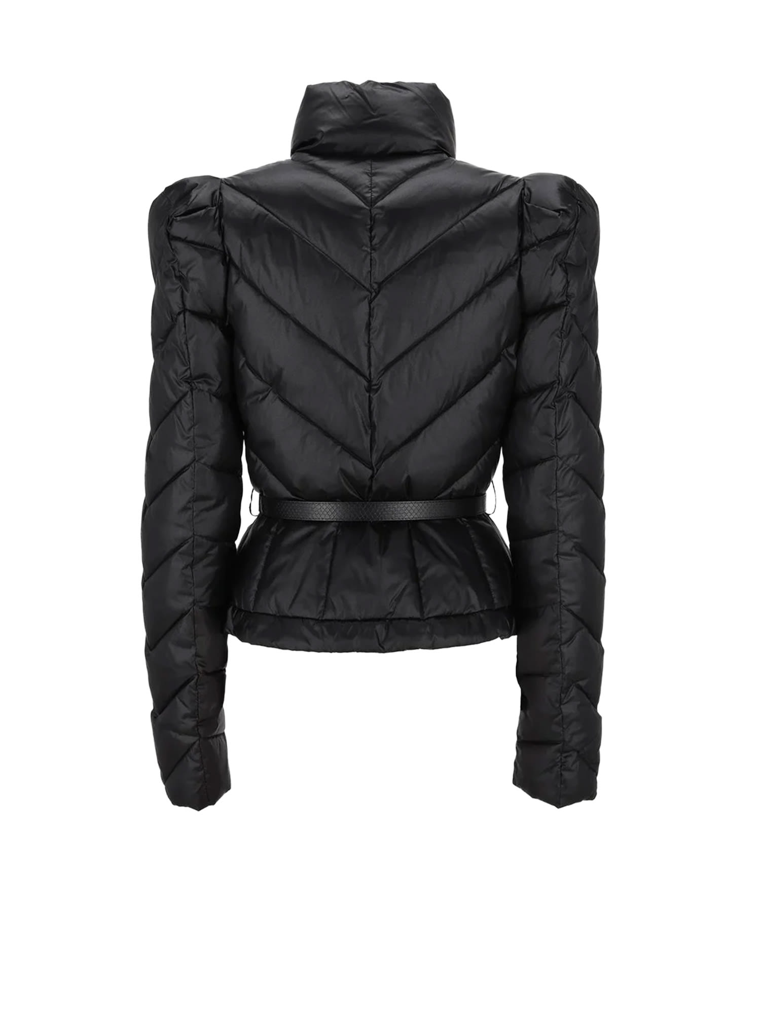 Elisabetta Franchi Quilted Nylon Down Jacket In Black