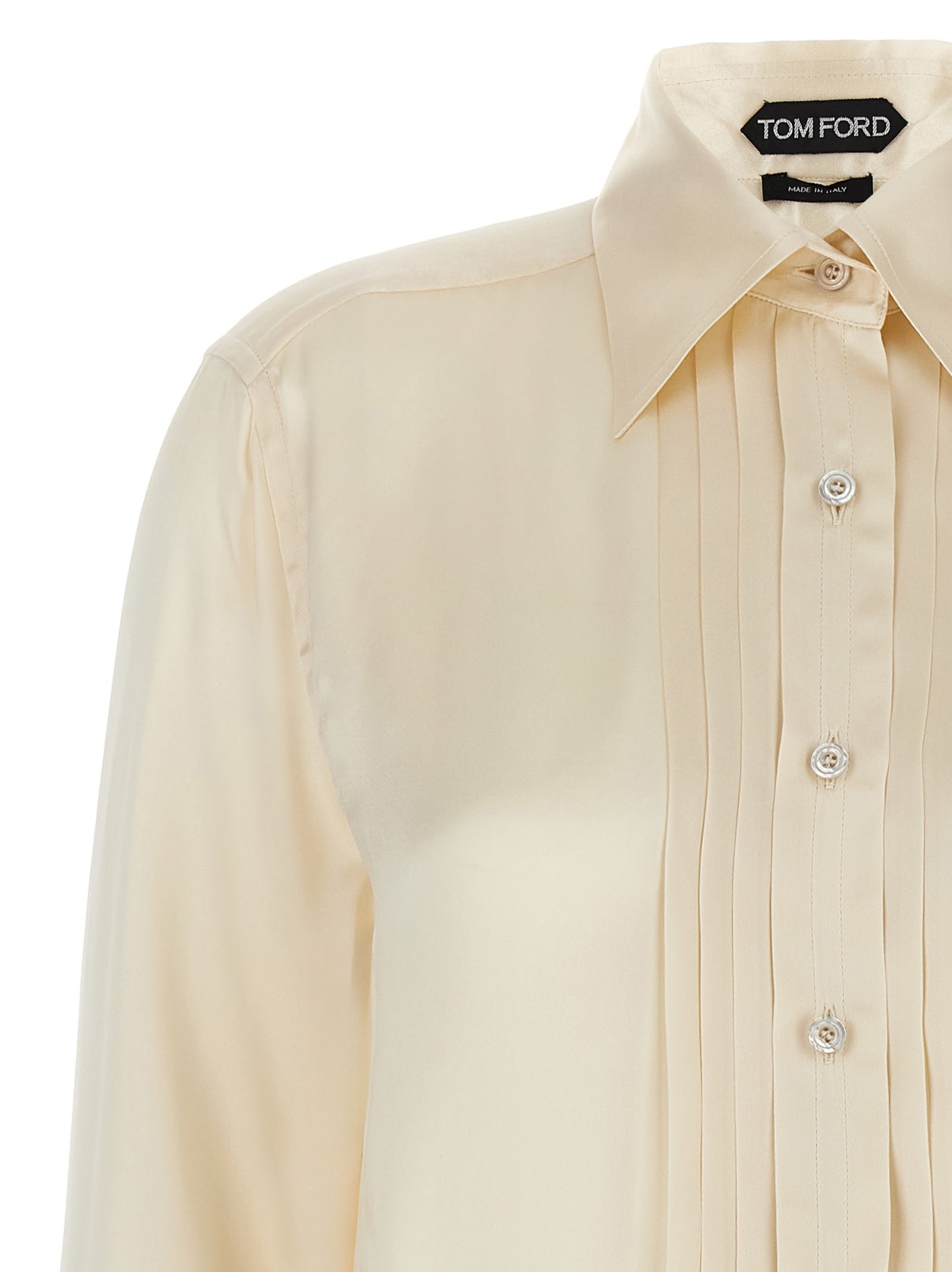 Shop Tom Ford Pleated Plastron Shirt In White