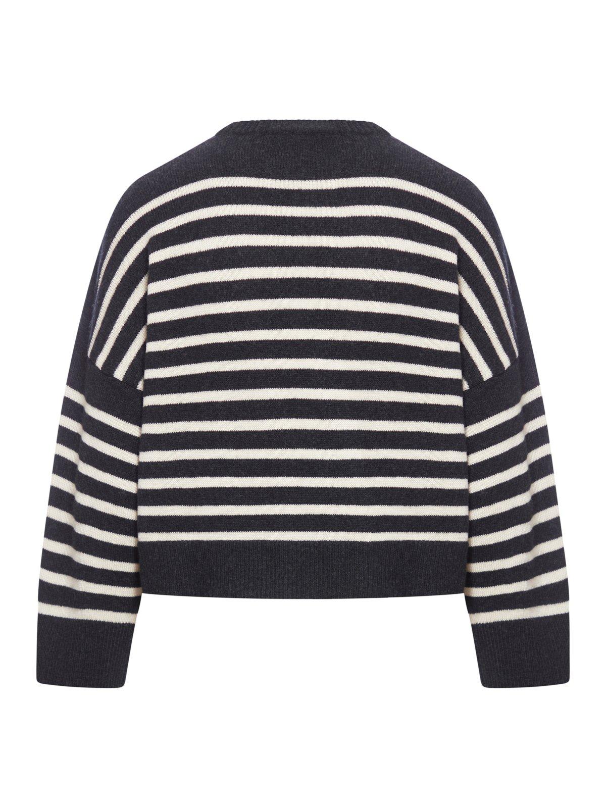 Shop Roberto Collina Striped Knit Sweater In Nero/ecru