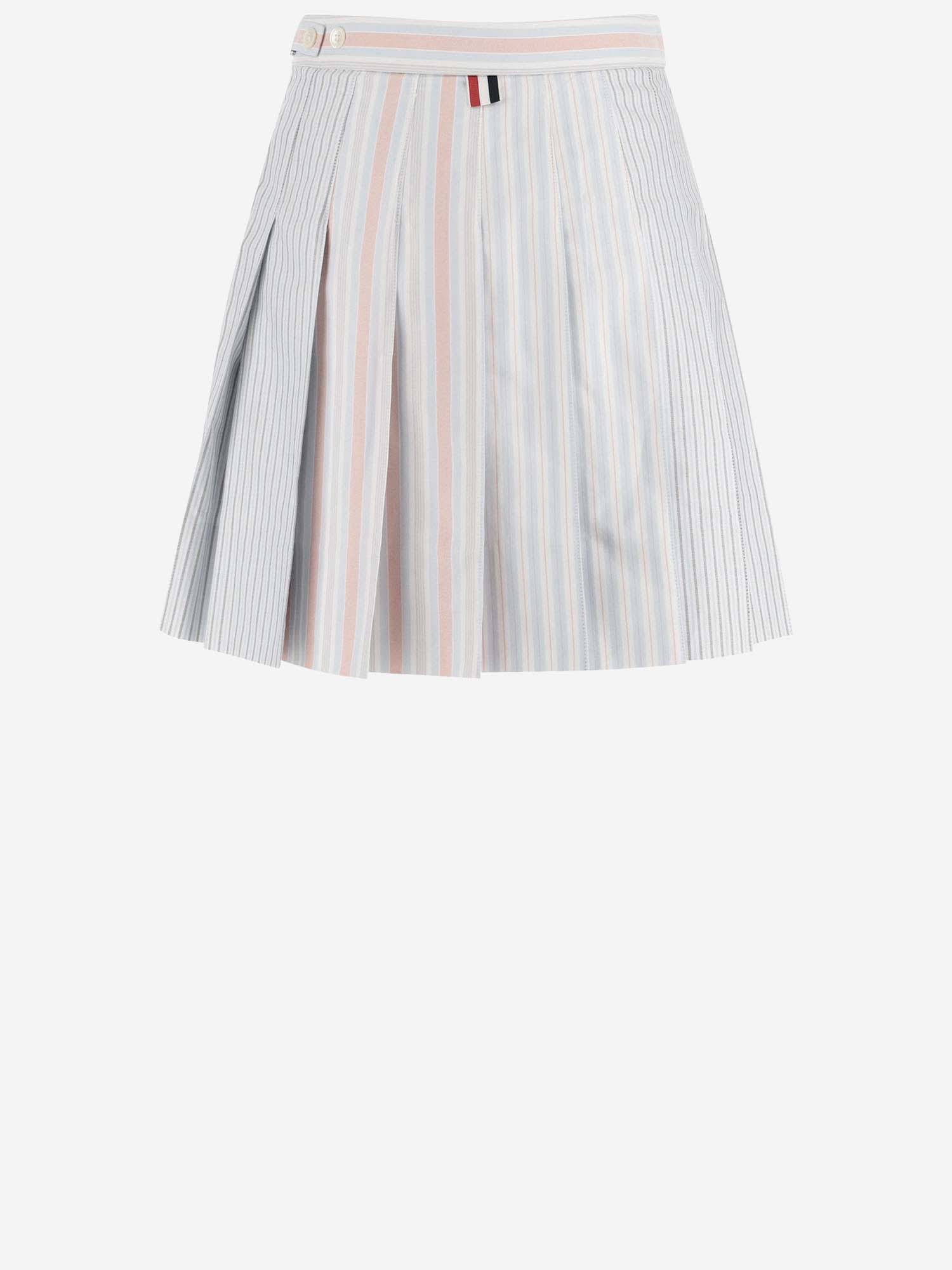 Shop Thom Browne Cotton Pleated Skirt In Orange