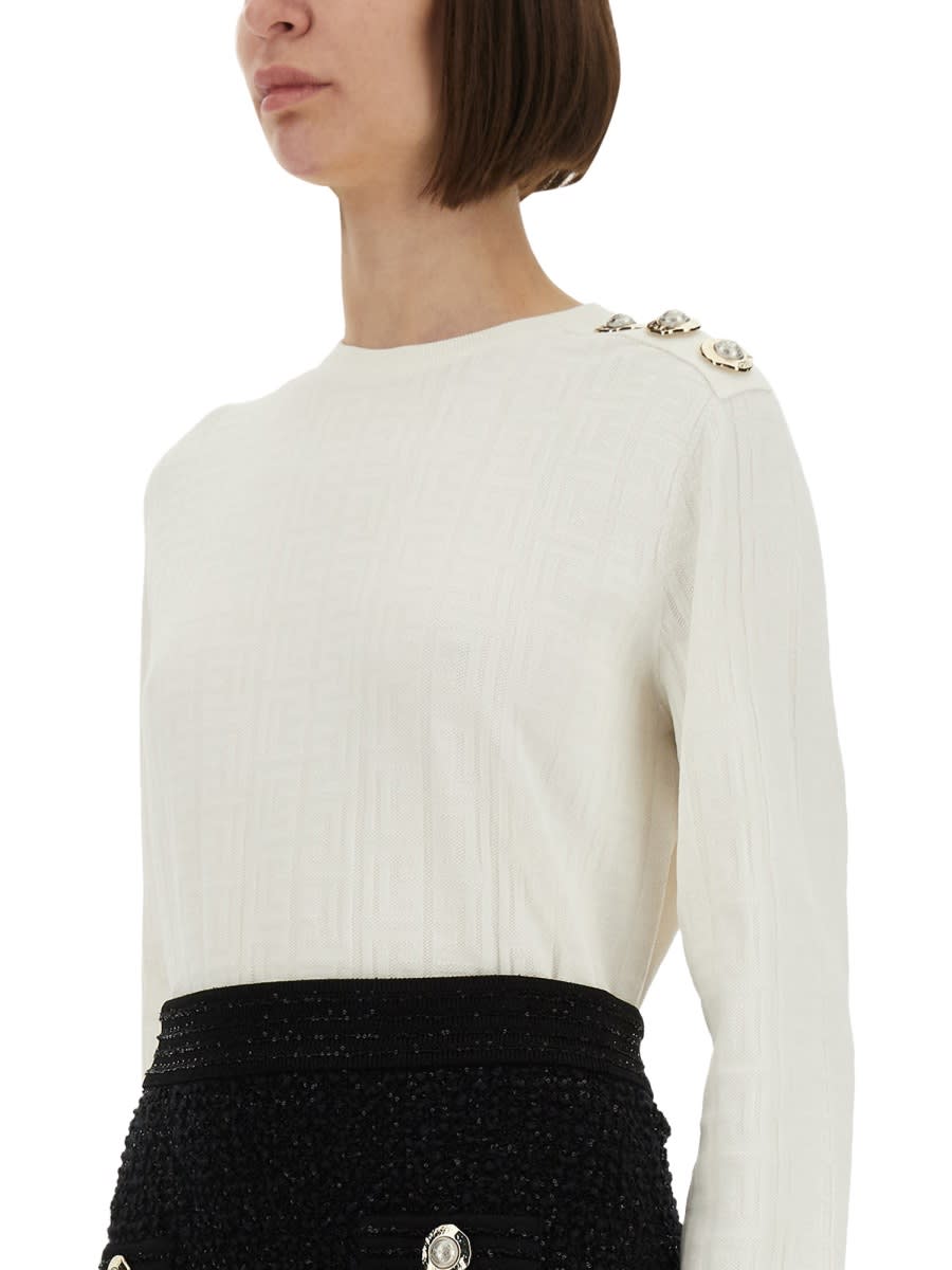 Balmain Maxi Shoulder Top Sweaters And Cardigans White In White