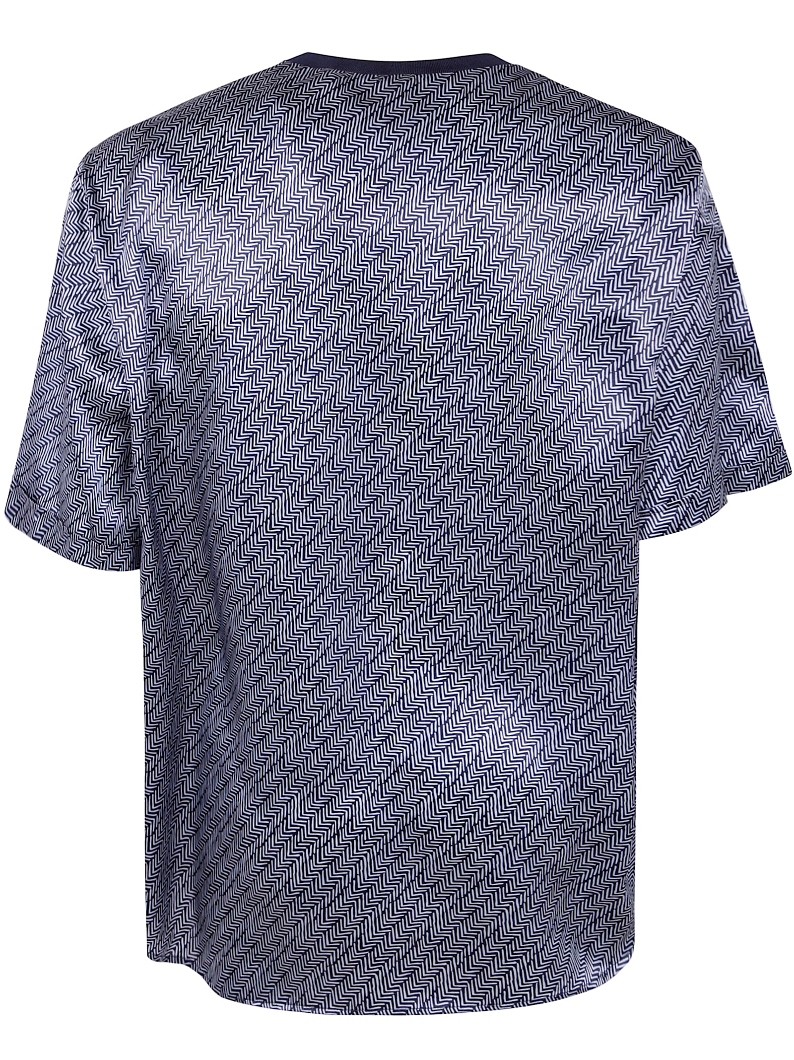 Giorgio Armani T-shirt Shirt In Chevron-print Silk In Black Iris