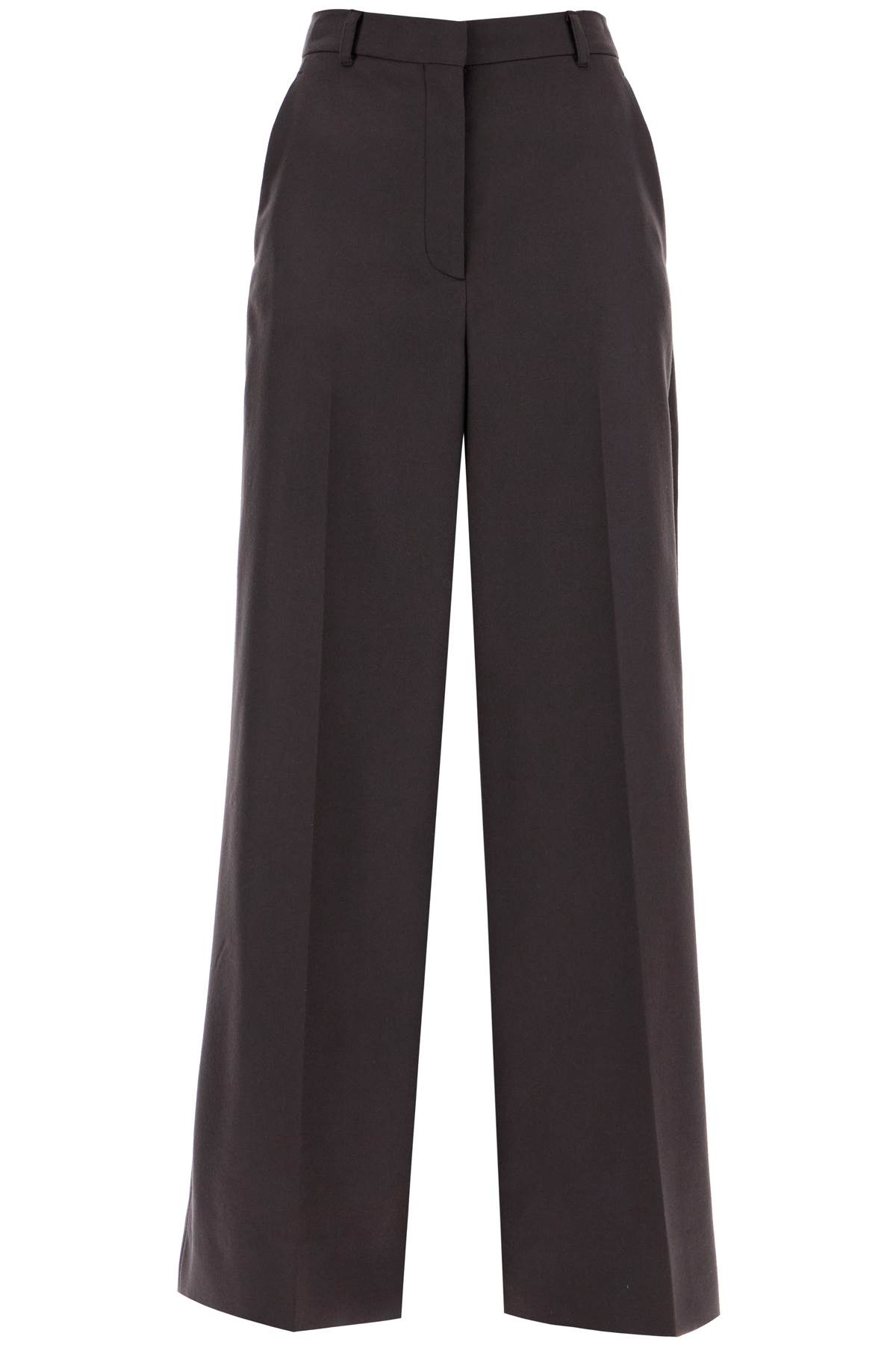 Shop Stella Mccartney Flannel Flared Pants For In Dark Chocolate (brown)