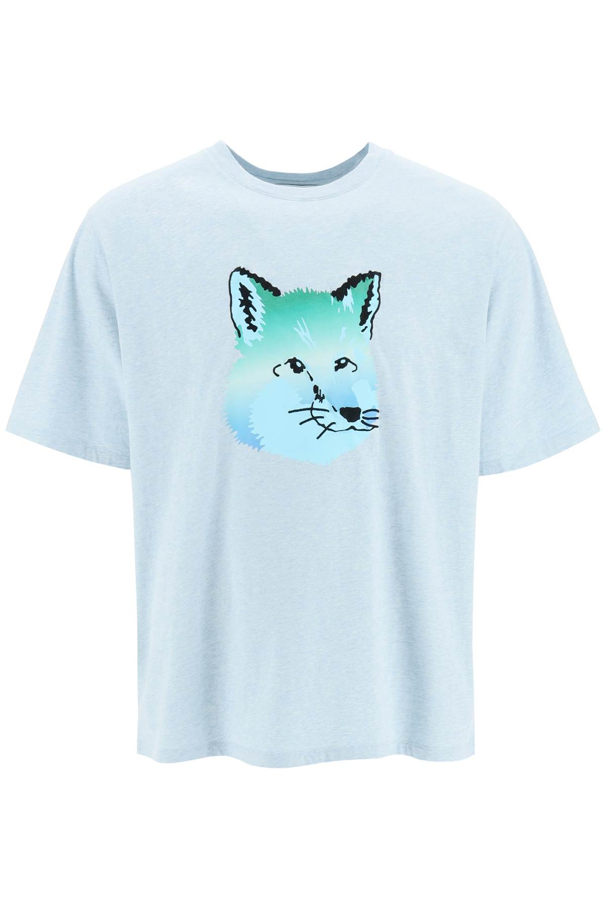 Shop Maison Kitsuné Vibrant Fox Head T-shirt In Blue Haze Melange