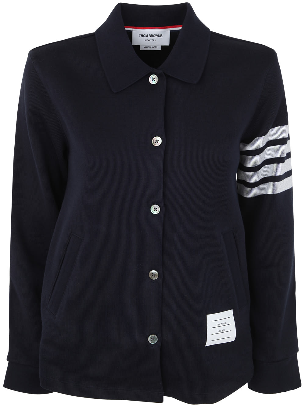 THOM BROWNE LONG SLEEVE BUTTON DOWN A-LINE SHIRT IN DOUBLE FACE KNIT WITH ENG 4BAR