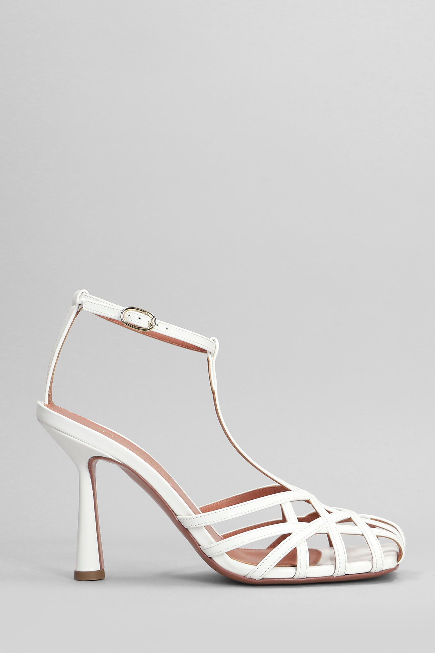 Aldo Castagna Lidia Sandals In White Patent Leather