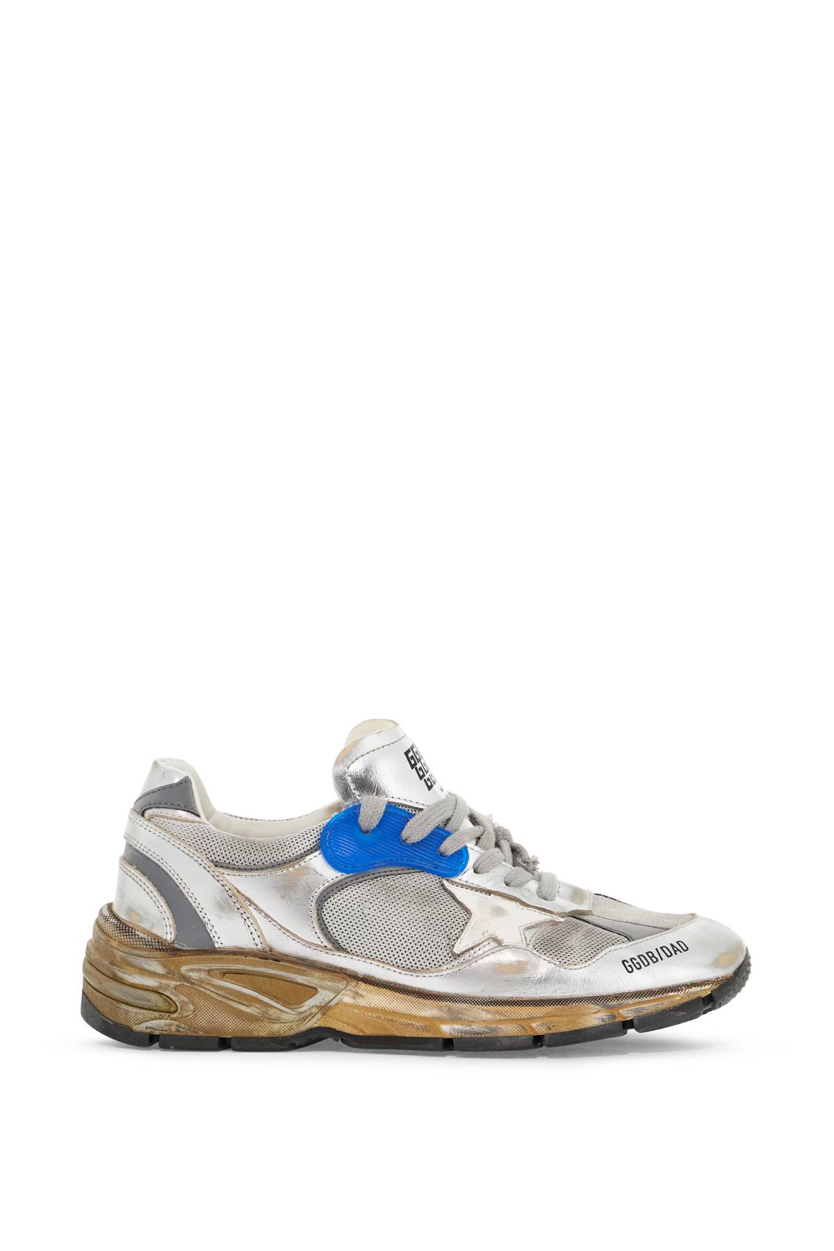 Shop Golden Goose Mesh And Laminated Leather Dad-star Sneakers. In Silver/white (grey)